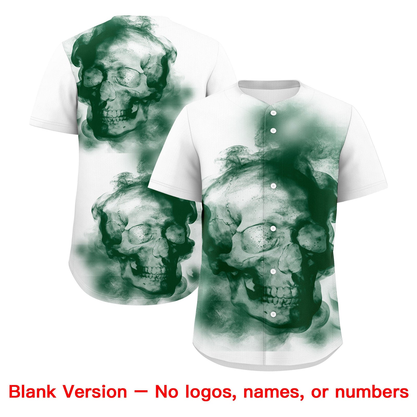 Custom White Dark Green Gold skeleton Graffiti Pattern Lightweight Baseball Jersey| KXKSHOP