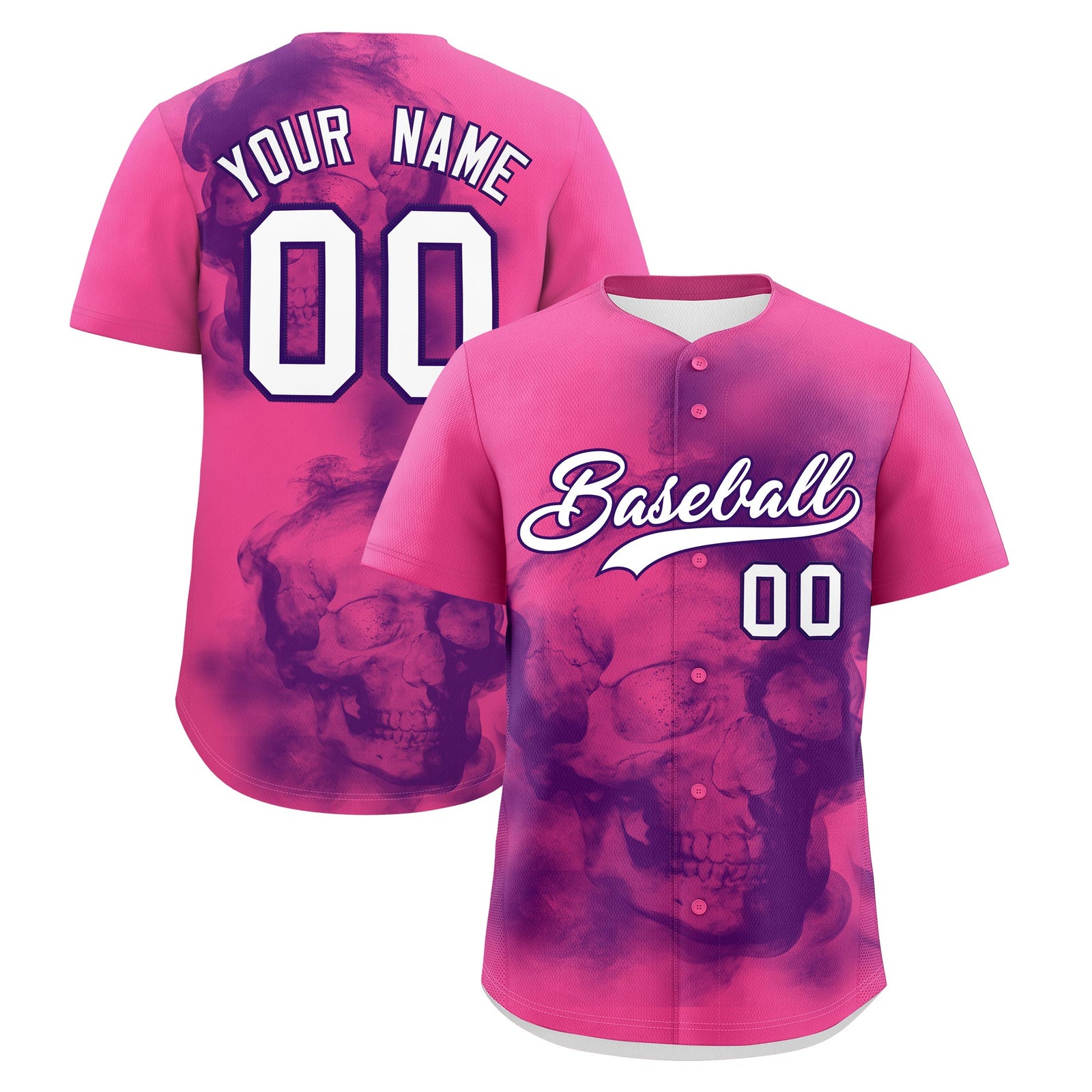 Custom Pink Purple White skeleton Graffiti Pattern Lightweight Baseball Jersey| KXKSHOP