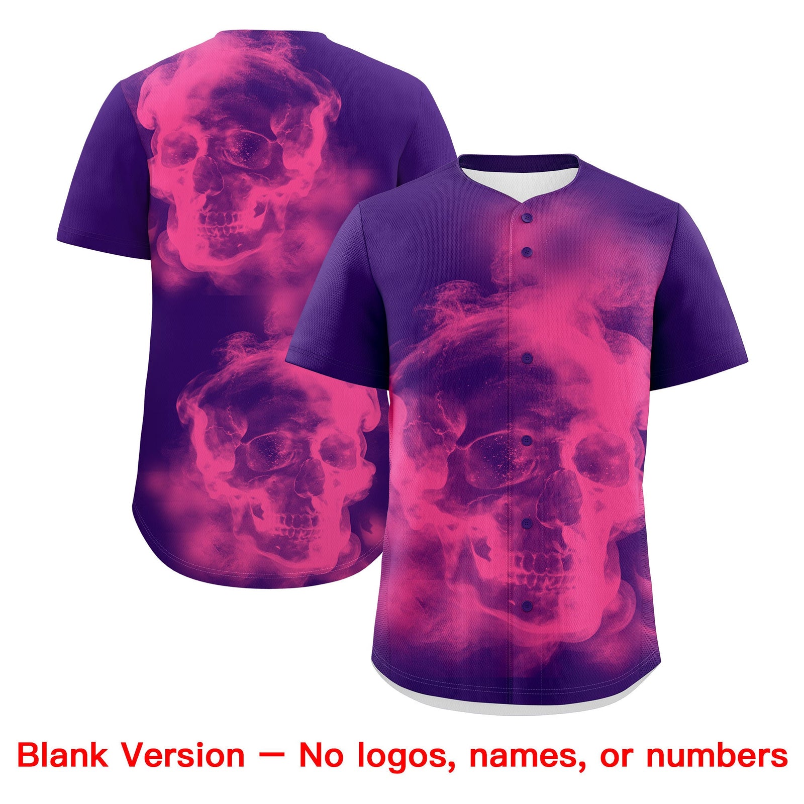 Custom Purple Pink White skeleton Graffiti Pattern Quick Dry Baseball Jersey| KXKSHOP