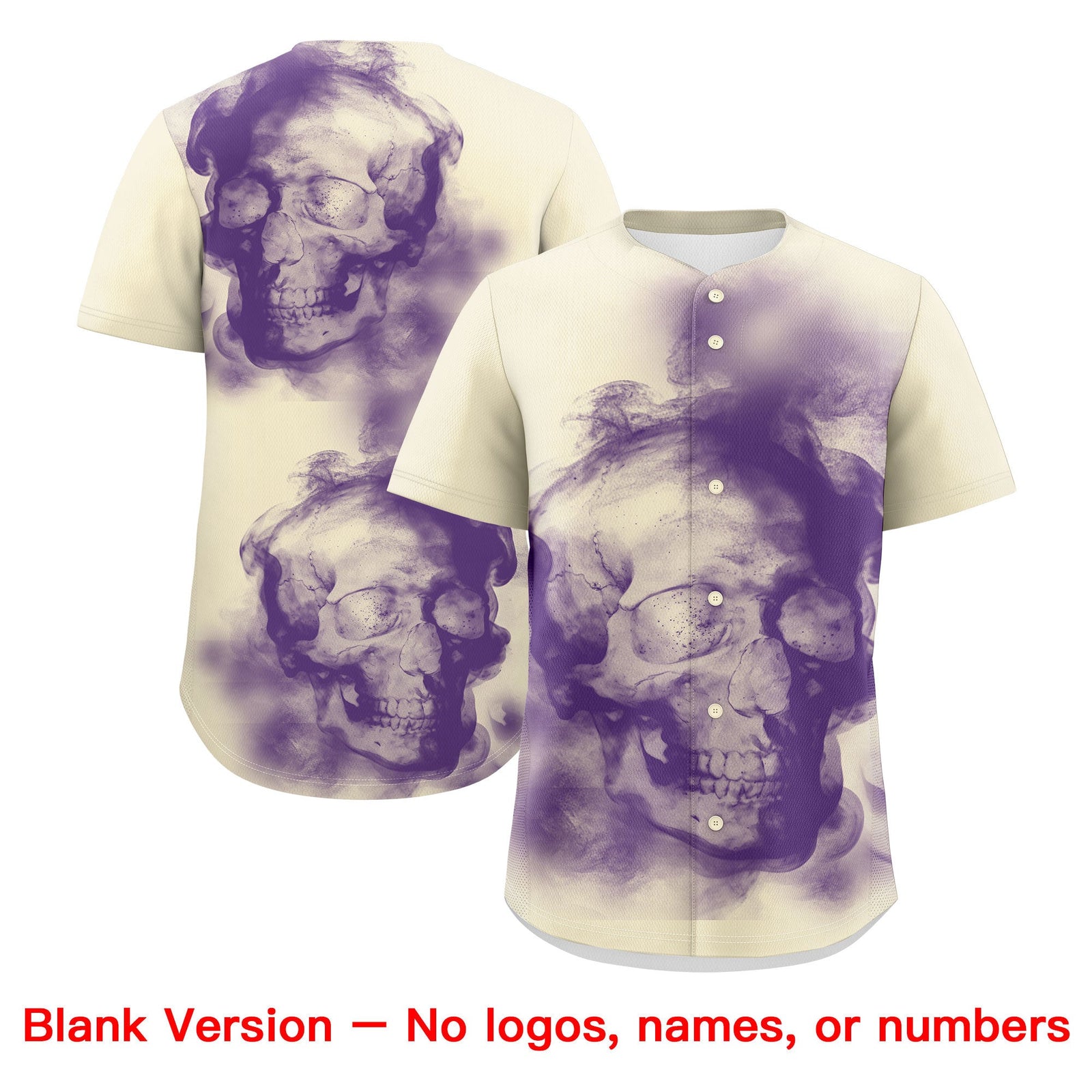 Custom Cream Purple Old Gold skeleton Graffiti Pattern Lightweight Baseball Jersey| KXKSHOP