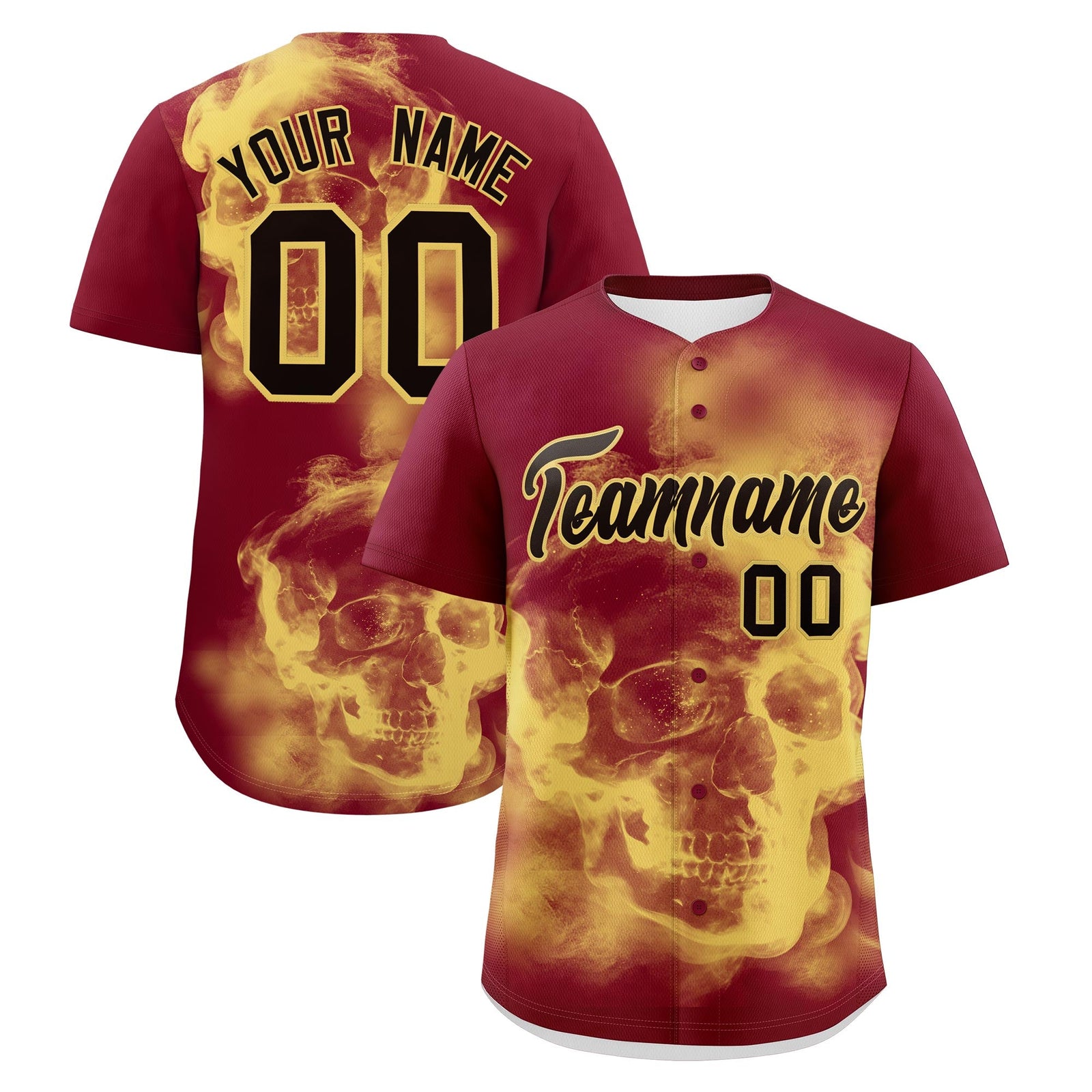Custom Crimson Khaki Black skeleton Graffiti Pattern Lightweight Baseball Jersey| KXKSHOP