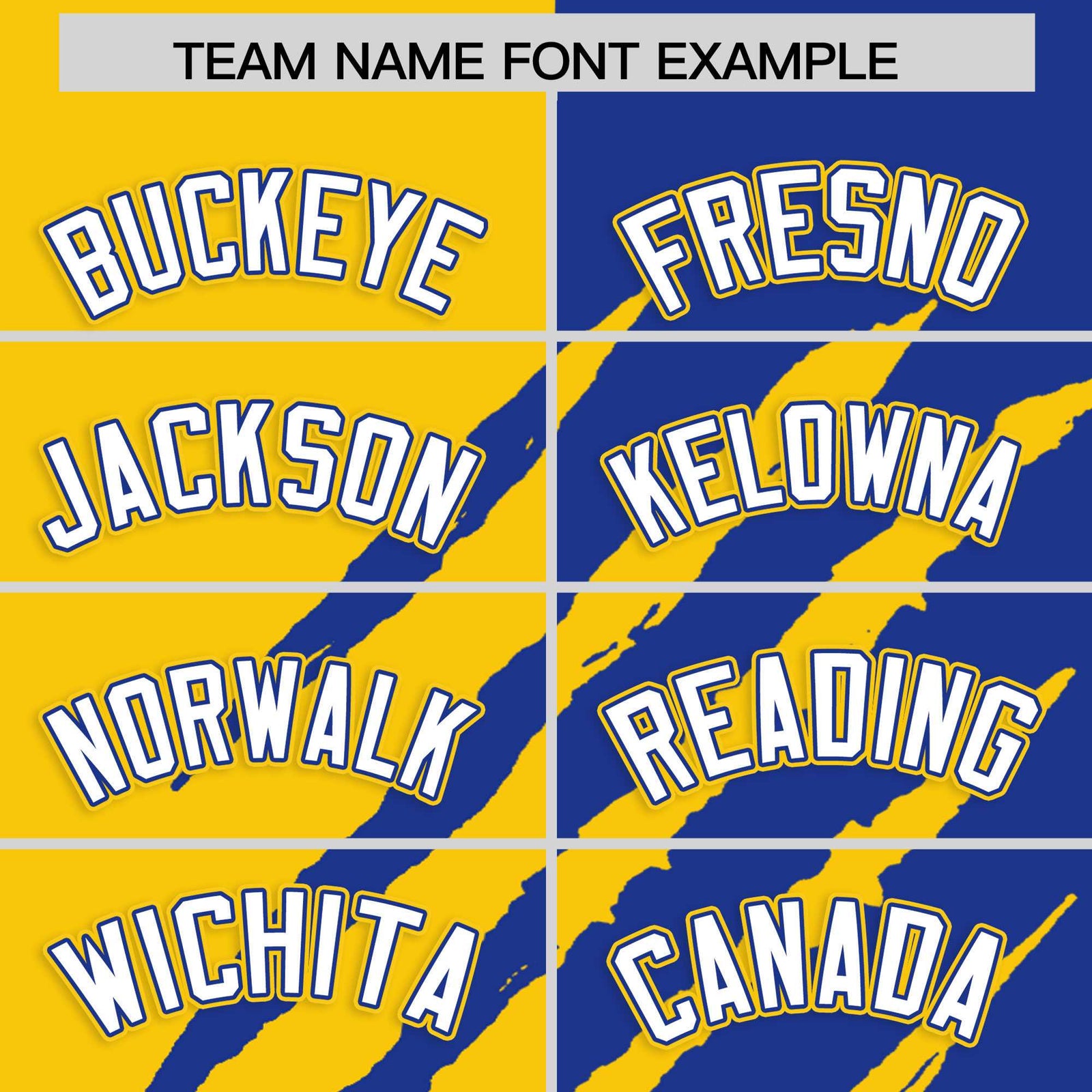 Custom Gold Royal Blue Split Tiger Claw Scratch Pattern Baseball Jersey