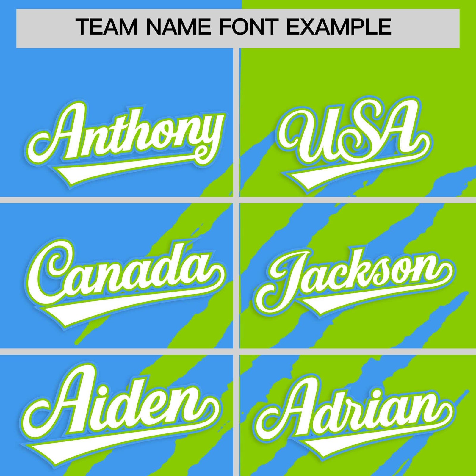 Custom Powder Blue Neon Green Split Tiger Claw Scratch Pattern Baseball Jersey