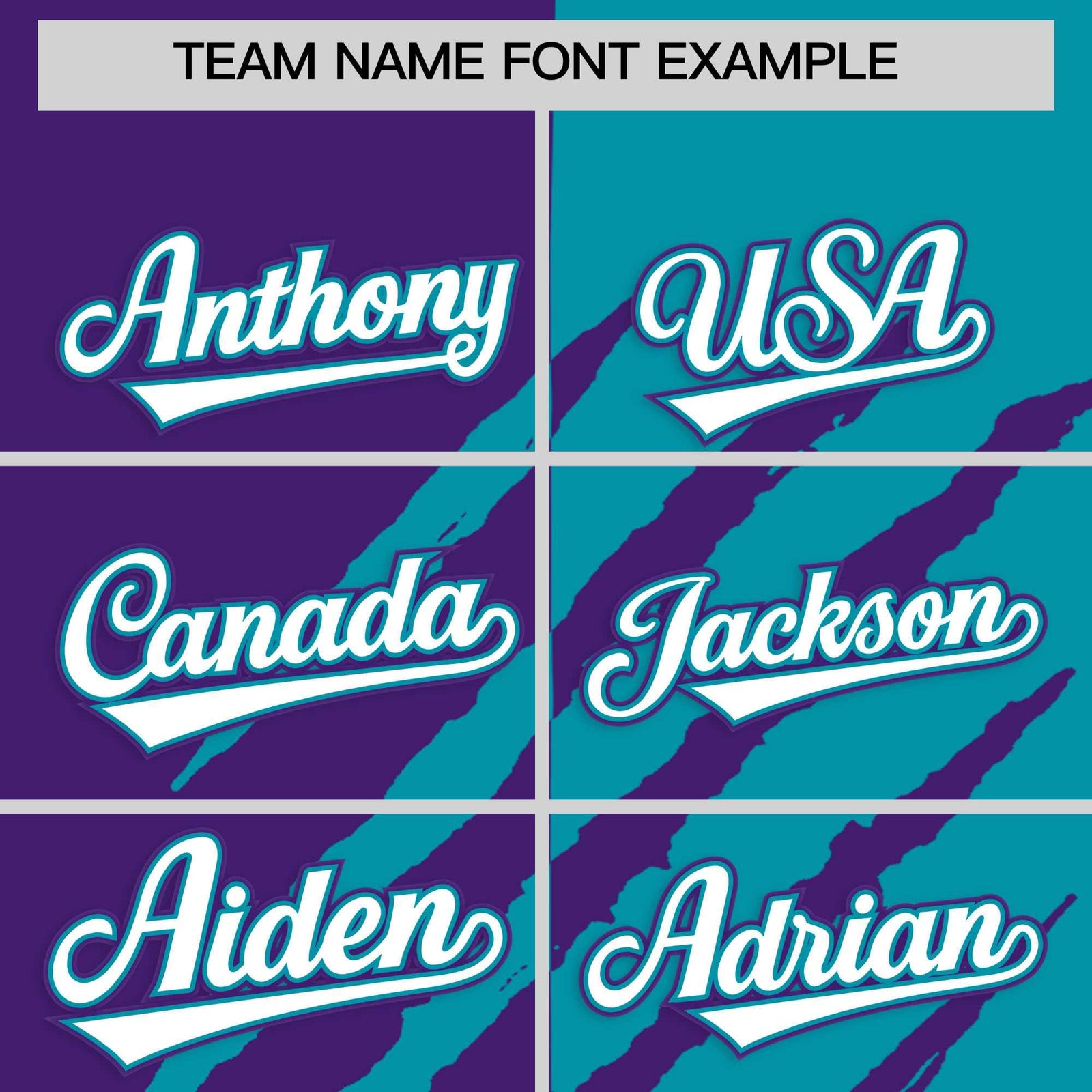 Custom Purple Teal Split Tiger Claw Scratch Pattern Baseball Jersey