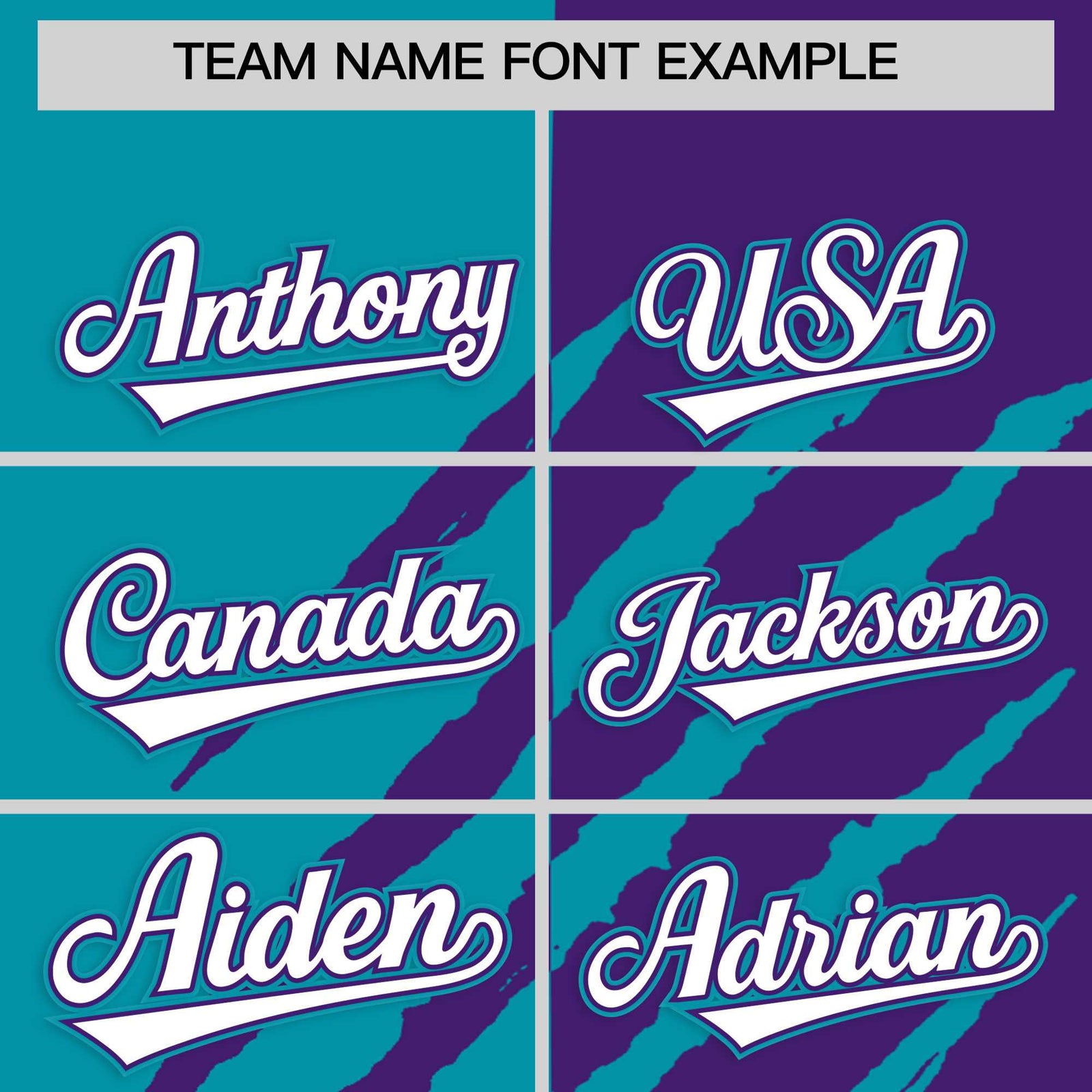 Custom Aqua Purple Split Tiger Claw Scratch Pattern Baseball Jersey