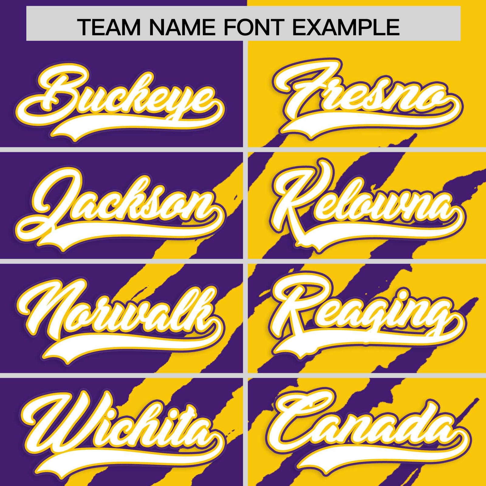 Custom Purple Gold Split Tiger Claw Scratch Pattern Baseball Jersey