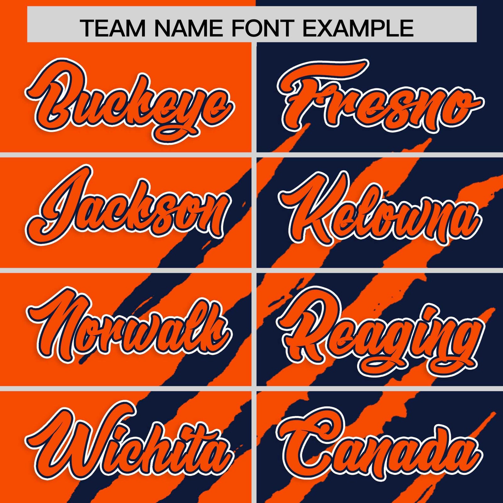 Custom Orange Navy Split Tiger Claw Scratch Pattern Baseball Jersey