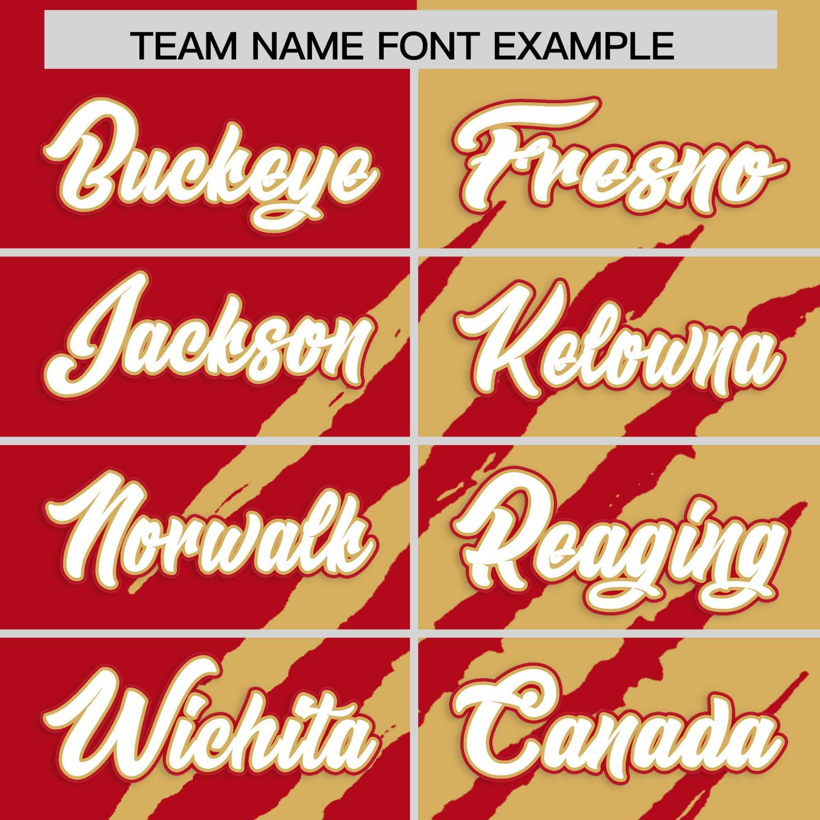 Custom Red Old Gold Split Tiger Claw Scratch Pattern Baseball Jersey