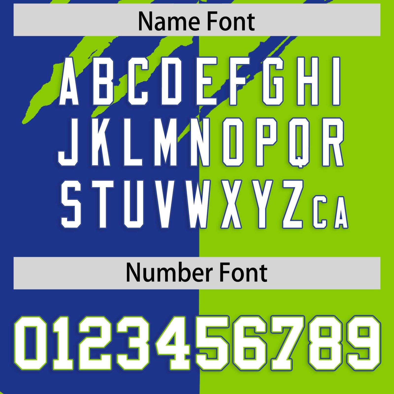 Custom Royal Blue Neon Green Split Tiger Claw Scratch Pattern Baseball Jersey