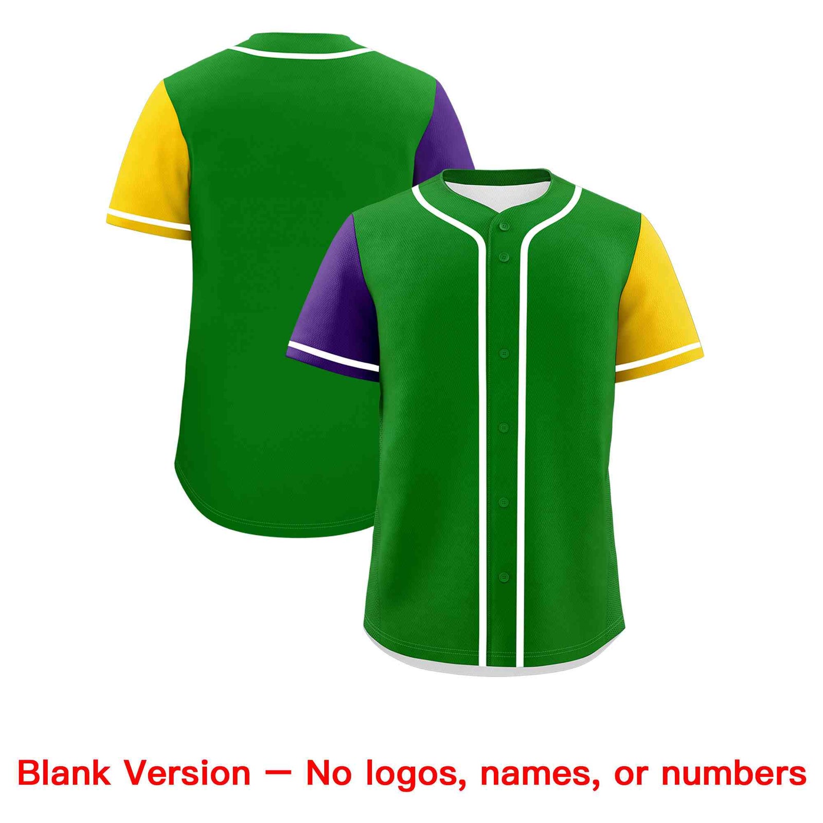 Custom Kelly Green Purple Personalization Mardi Gras Authentic Baseball Jersey| KXKSHOP