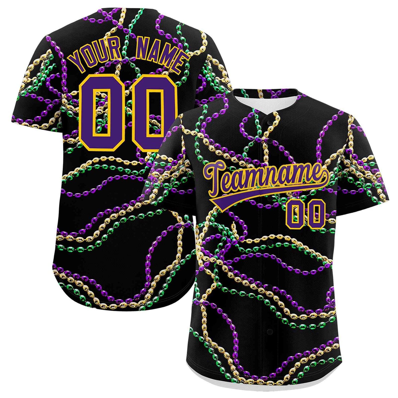 Custom Black Purple Personalization Graffiti Mardi Gras Authentic Baseball Jersey| KXKSHOP
