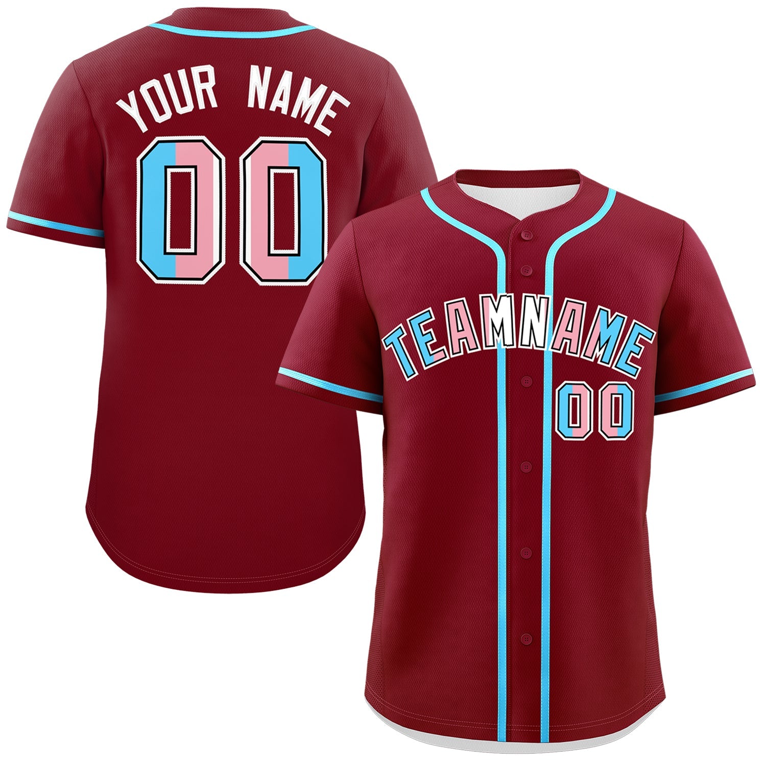 Custom Crimson Powder Blue Transgender For Pride Month Classic Style Baseball Jersey| KXKSHOP