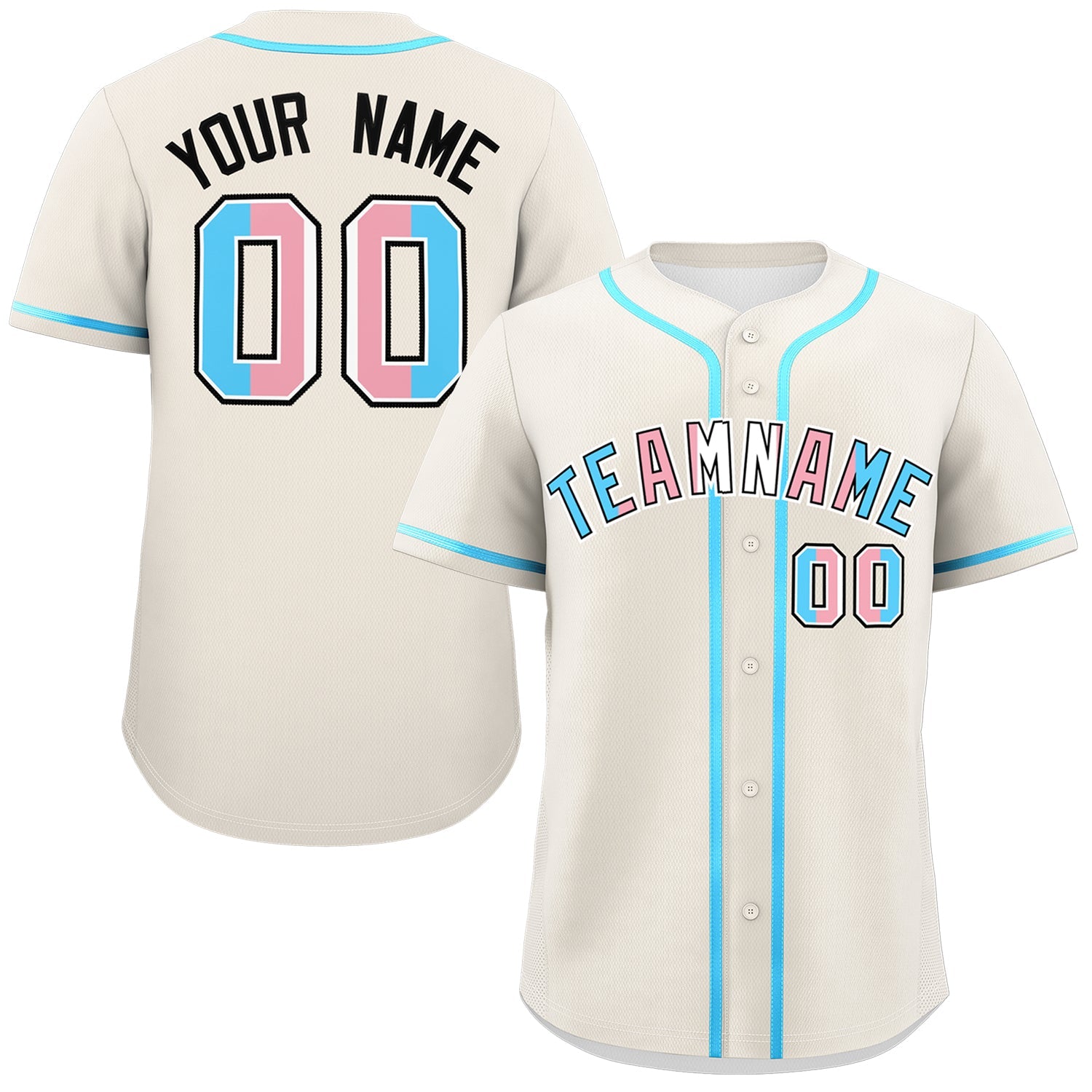 Custom Cream Powder Blue Transgender For Pride Month Classic Style Baseball Jersey| KXKSHOP