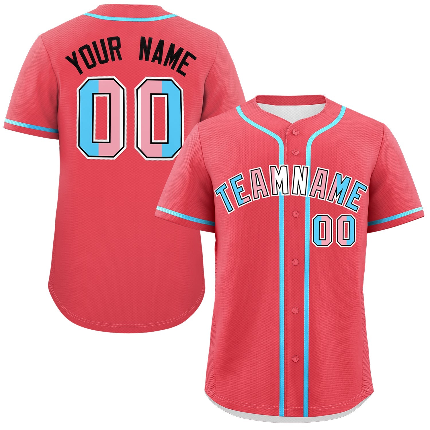 Custom Light Red Powder Blue Transgender For Pride Month Classic Style Baseball Jersey| KXKSHOP