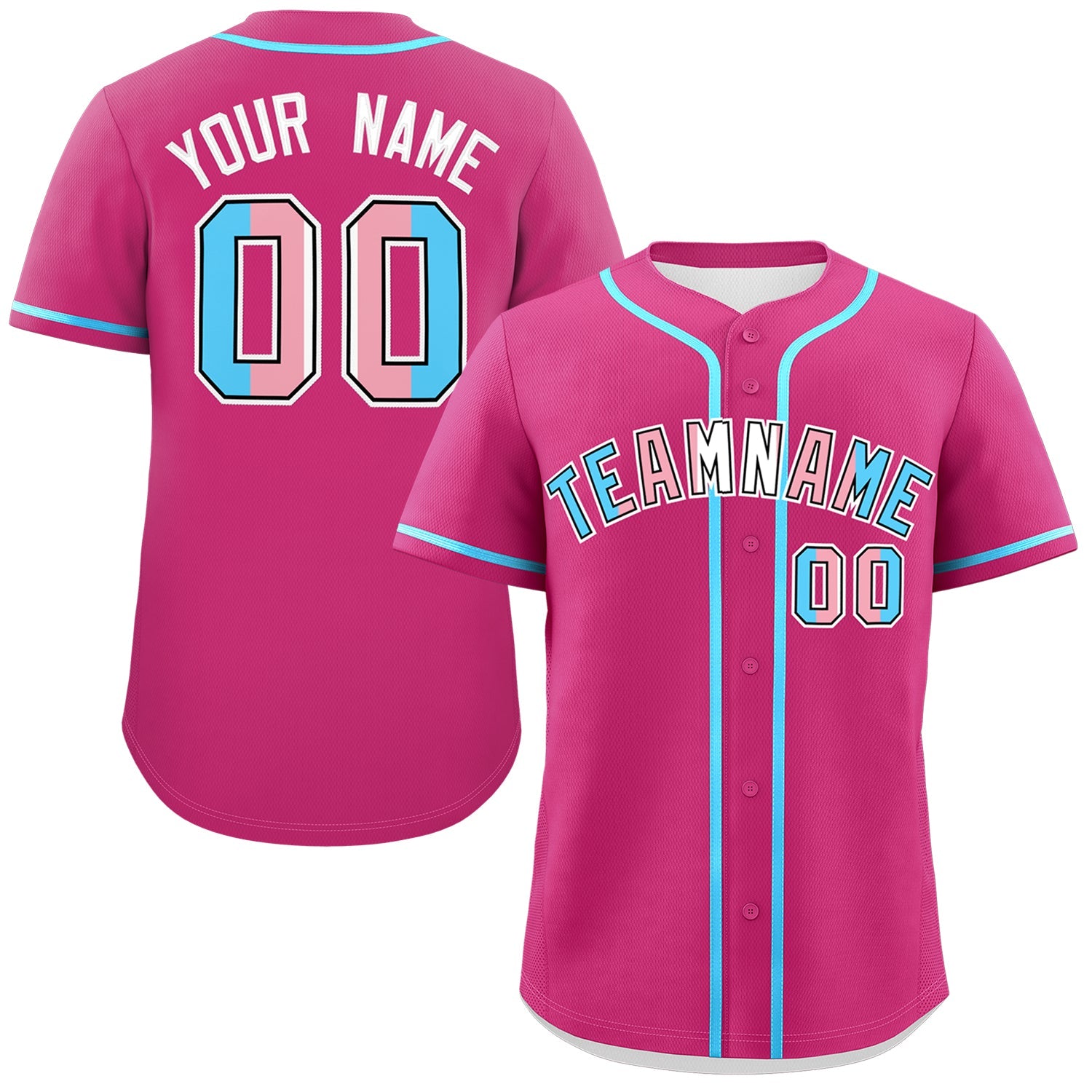Custom Rose Red Powder Blue Transgender For Pride Month Classic Style Baseball Jersey| KXKSHOP