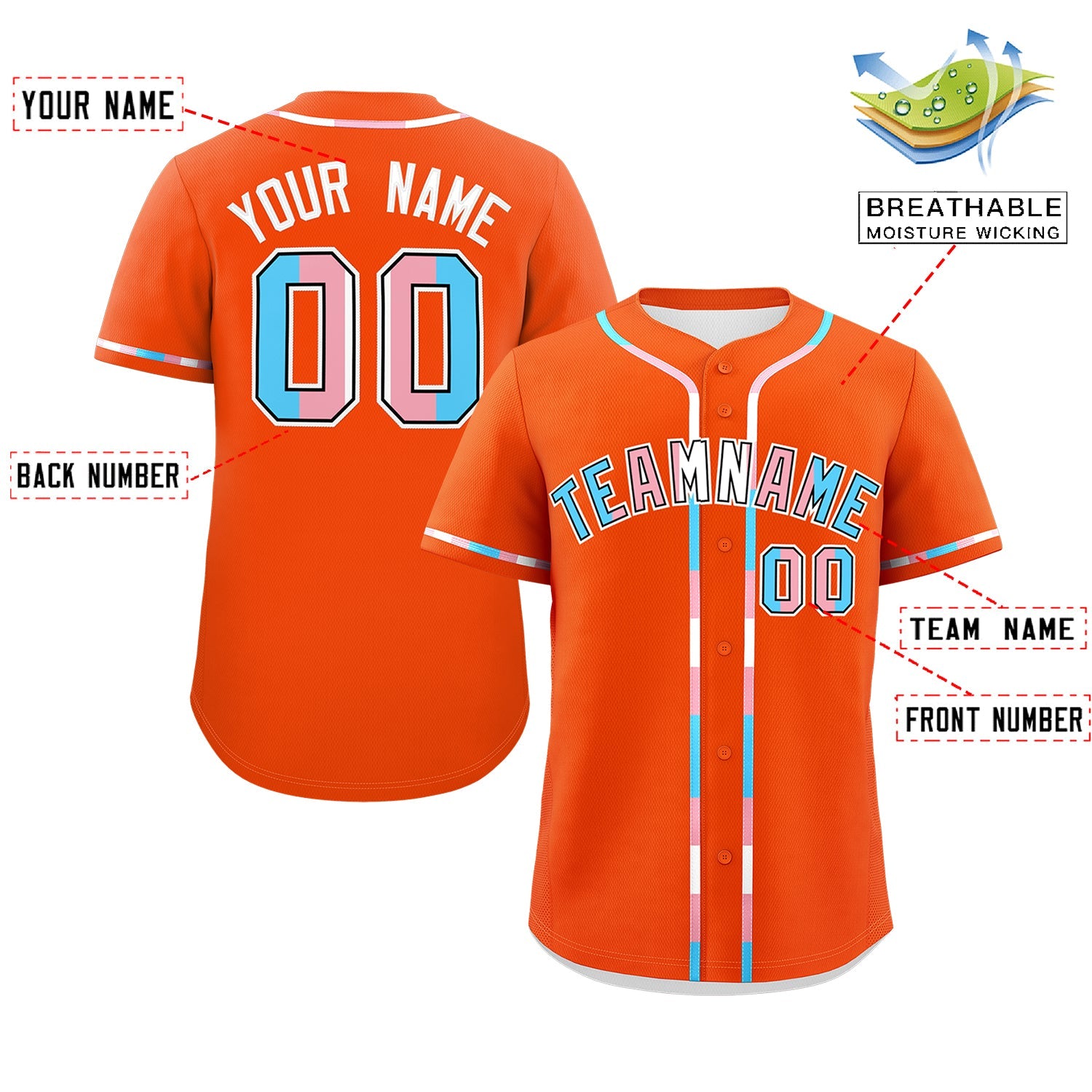 Custom Orange Transgender For Pride Month Classic Style Baseball Jersey| KXKSHOP
