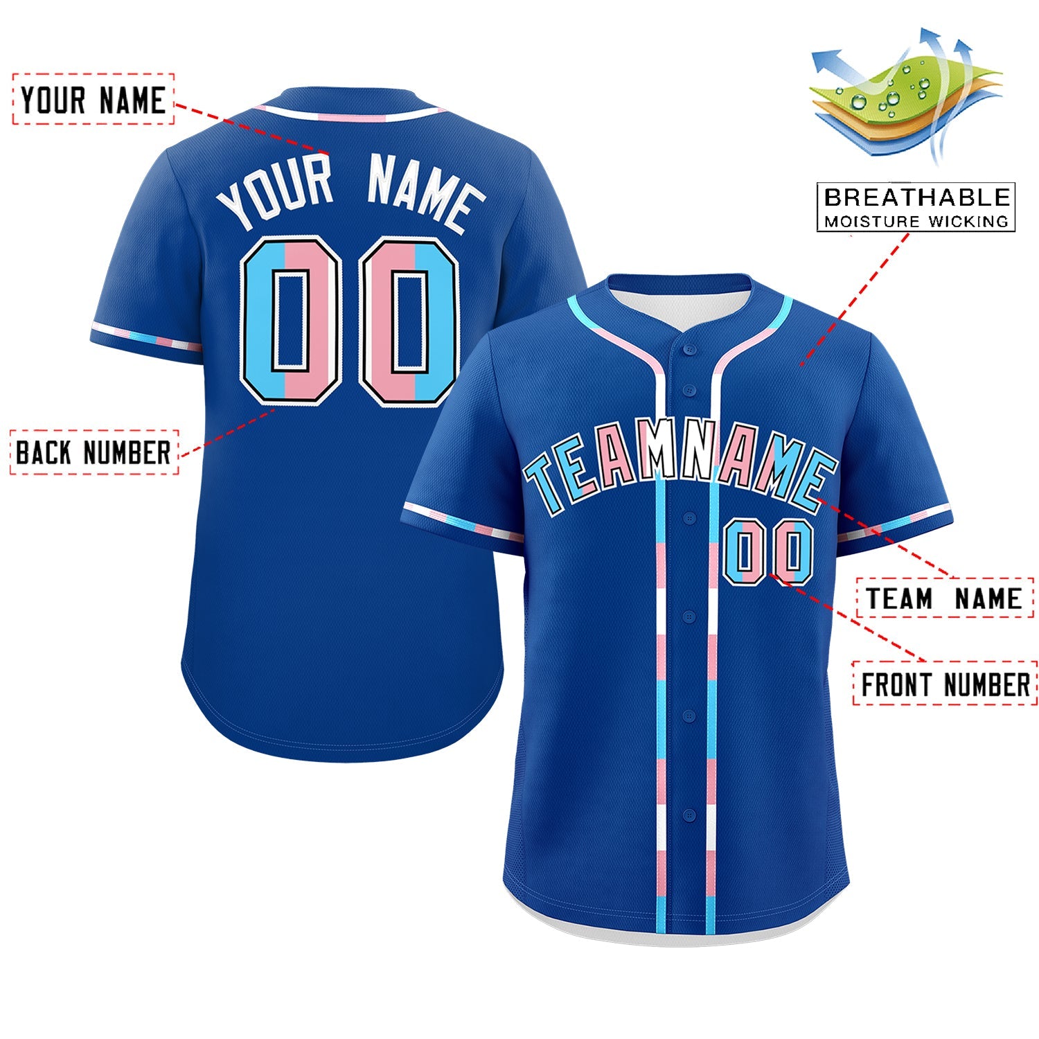 Custom Royal Blue Transgender For Pride Month Classic Style Baseball Jersey| KXKSHOP