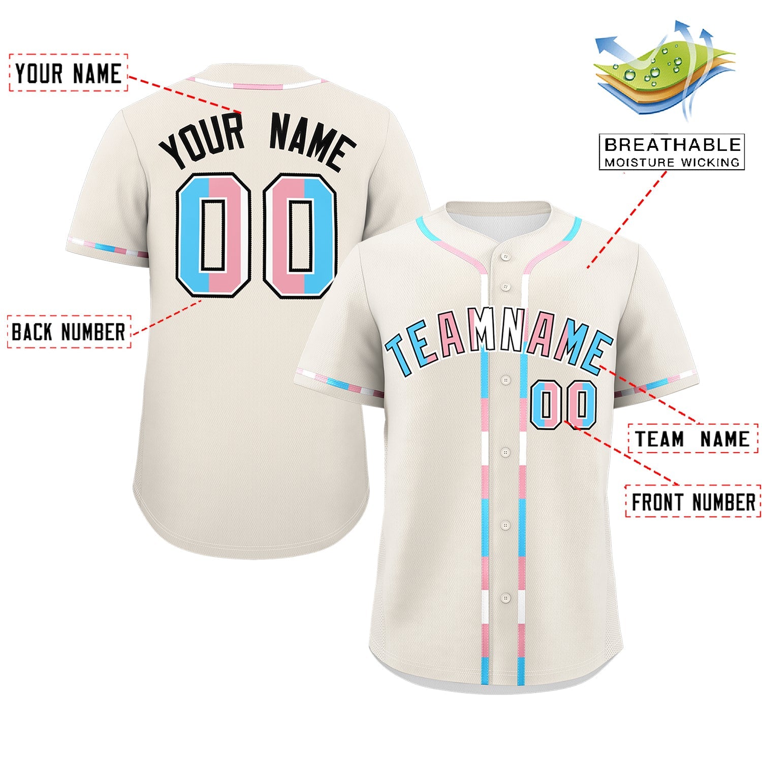 Custom Cream Transgender For Pride Month Classic Style Baseball Jersey| KXKSHOP
