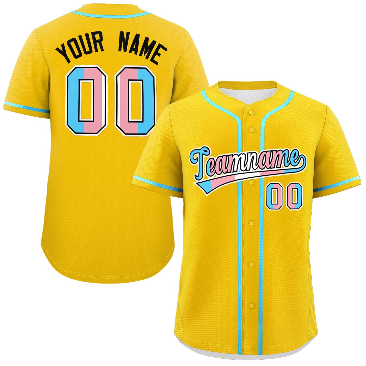 Custom Gold Powder Blue Transgender For Pride Month Classic Style Baseball Jersey| KXKSHOP