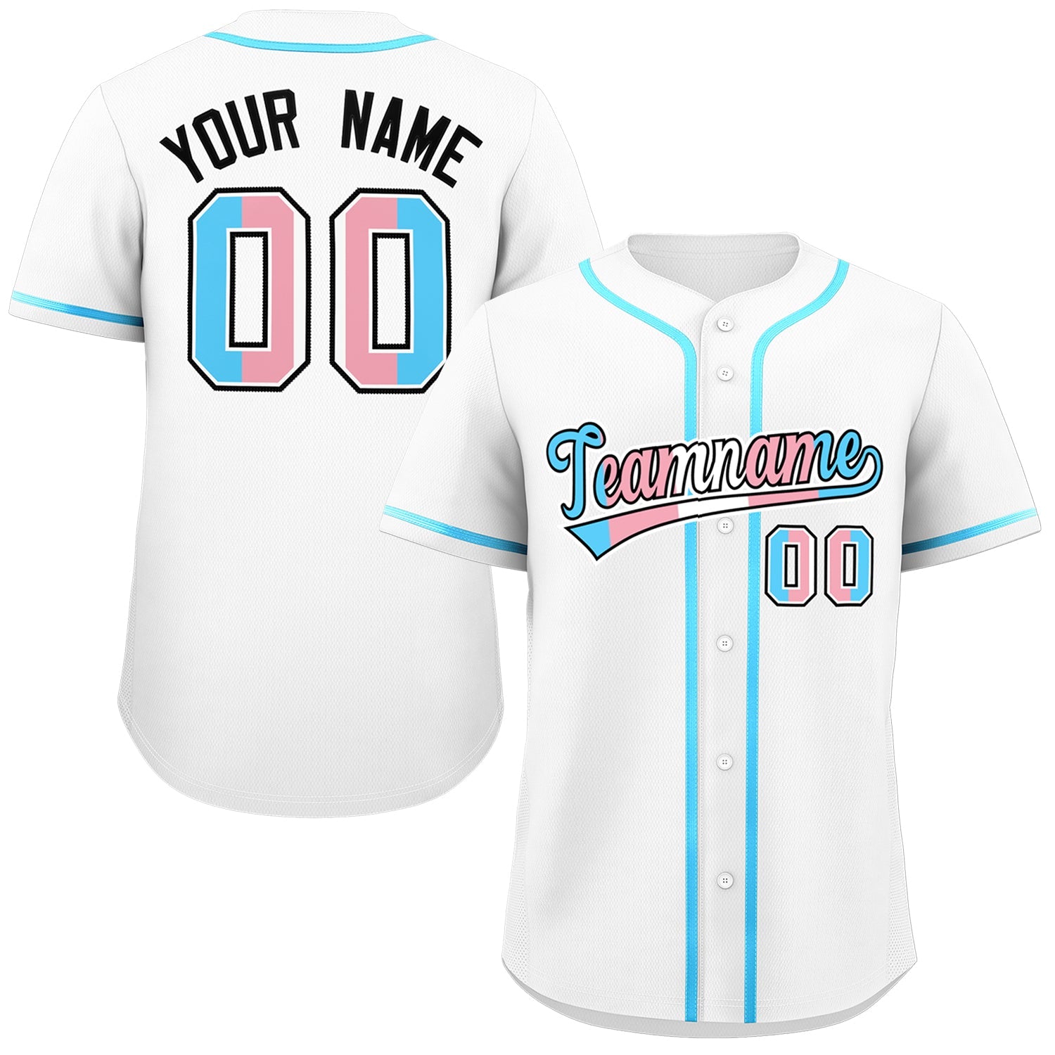 Custom White Powder Blue Transgender For Pride Month Classic Style Baseball Jersey| KXKSHOP