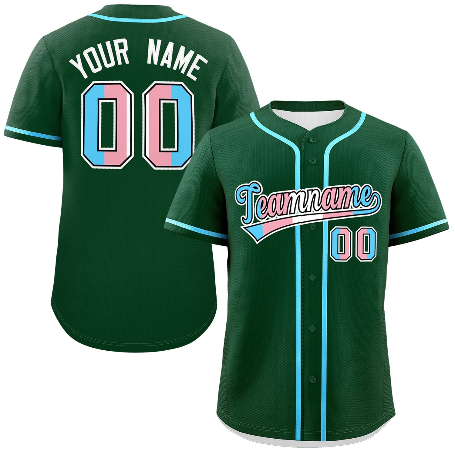 Custom Green Powder Blue Transgender For Pride Month Classic Style Baseball Jersey| KXKSHOP