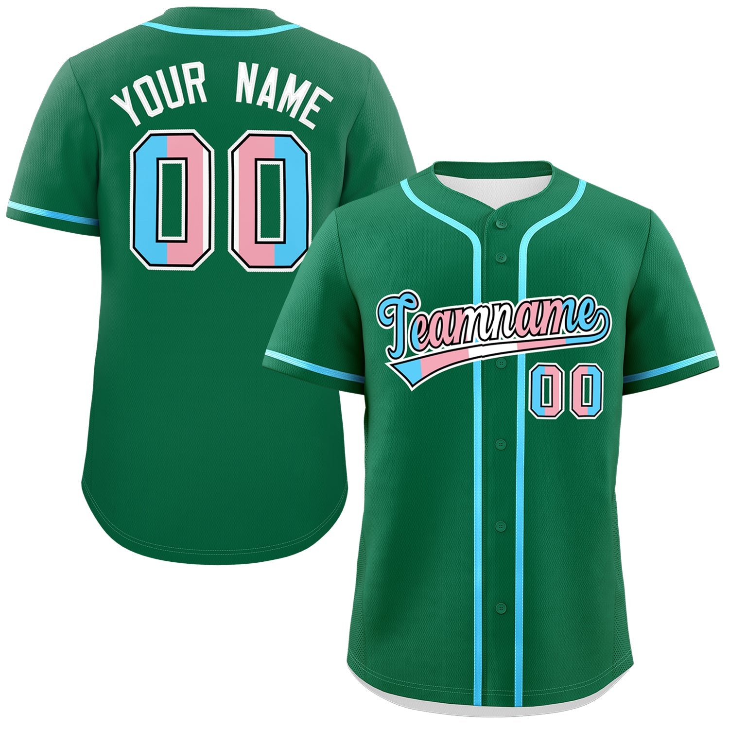Custom Kelly Green Powder Blue Transgender For Pride Month Classic Style Baseball Jersey| KXKSHOP