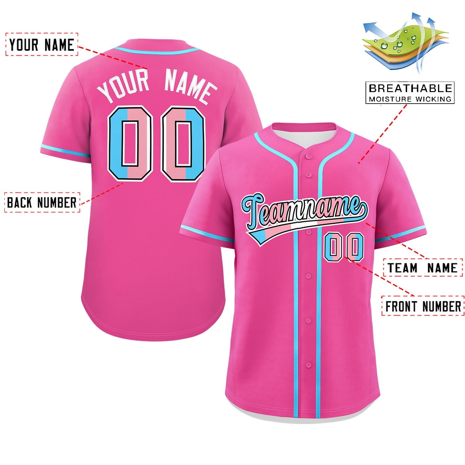 Custom Pink Powder Blue Transgender For Pride Month Classic Style Baseball Jersey| KXKSHOP