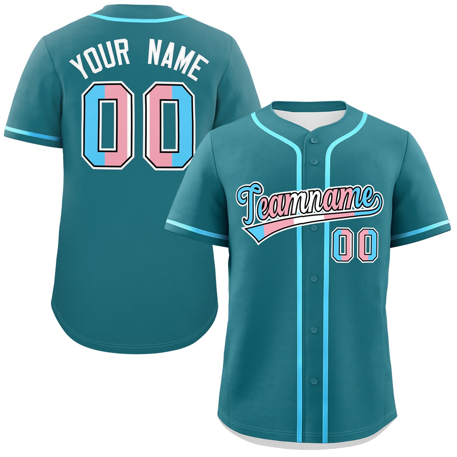 Custom Teal Powder Blue Transgender For Pride Month Classic Style Baseball Jersey| KXKSHOP
