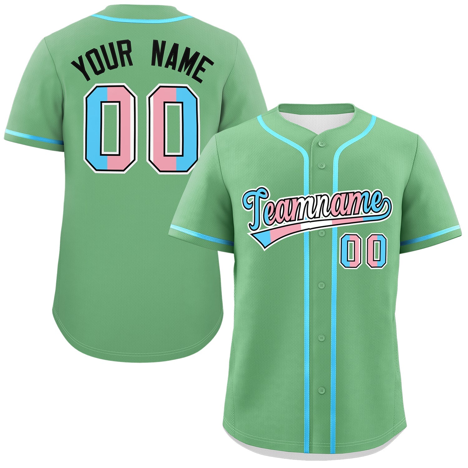 Custom Green Powder Blue White Transgender For Pride Month Classic Style Baseball Jersey| KXKSHOP