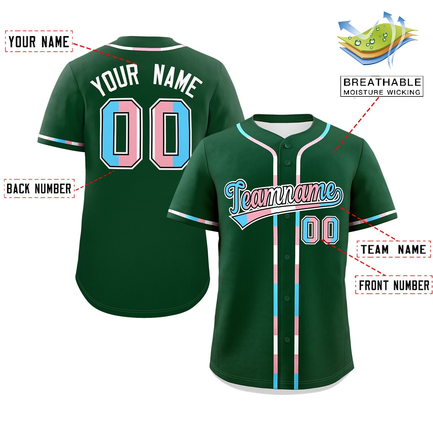 Custom Green Transgender For Pride Month Classic Style Baseball Jersey| KXKSHOP