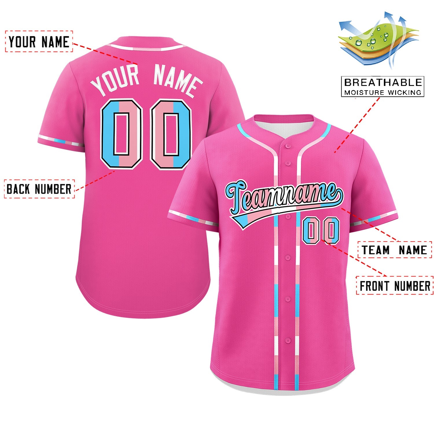 Custom Pink Transgender For Pride Month Classic Style Baseball Jersey| KXKSHOP