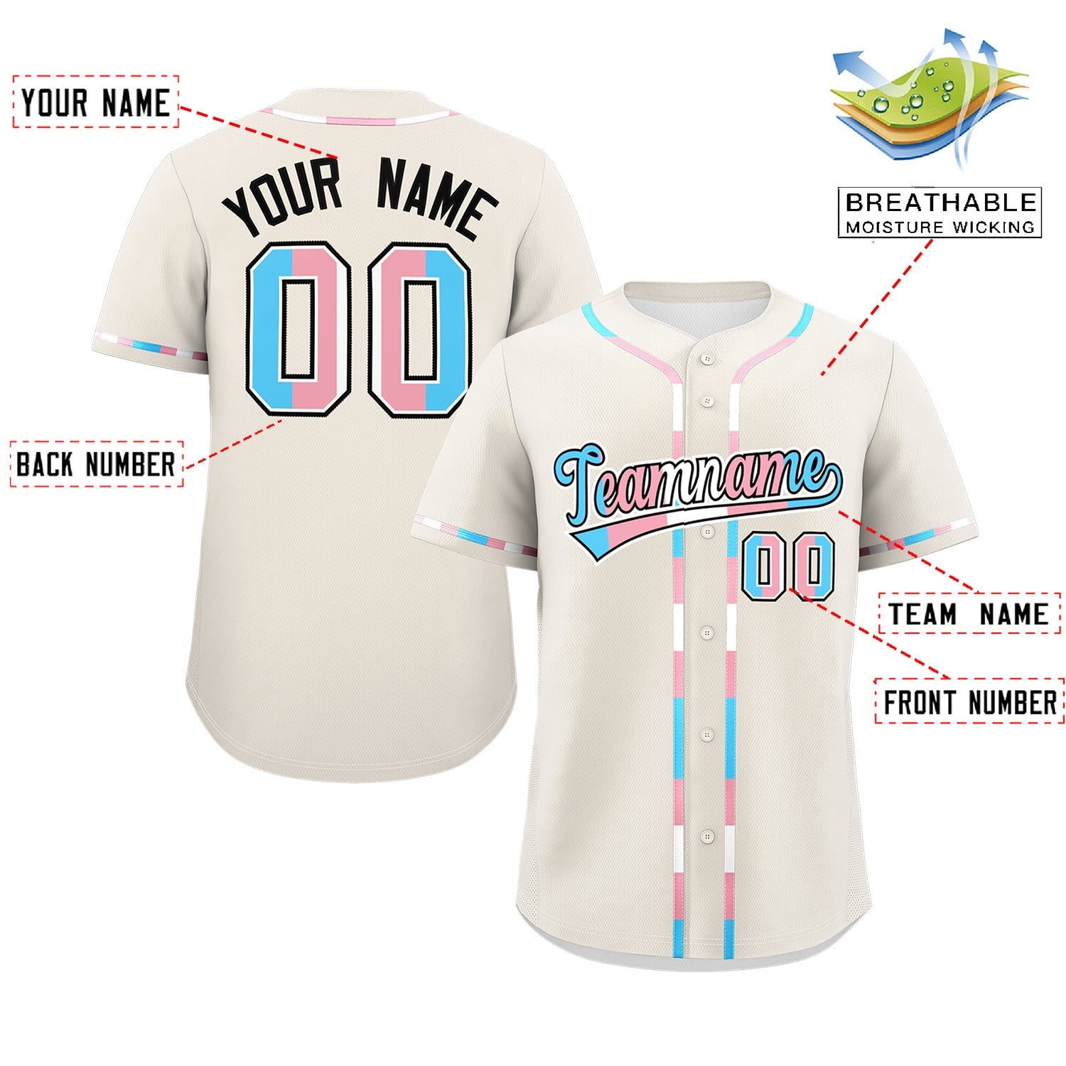 Custom Cream Transgender For Pride Month Classic Style Baseball Jersey| KXKSHOP