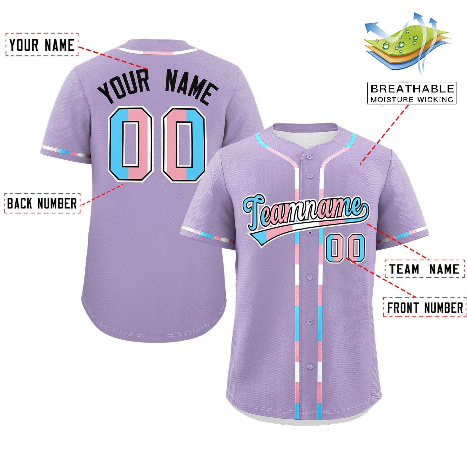 Custom Light Purple Transgender For Pride Month Classic Style Baseball Jersey| KXKSHOP
