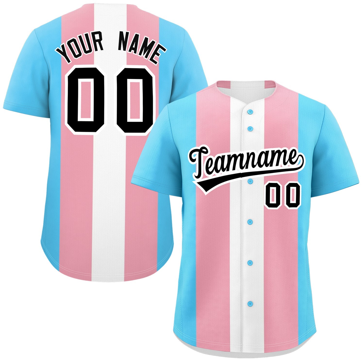 Custom Blue Light Pink White Transgender For Pride Month Classic Style Baseball Jersey| KXKSHOP