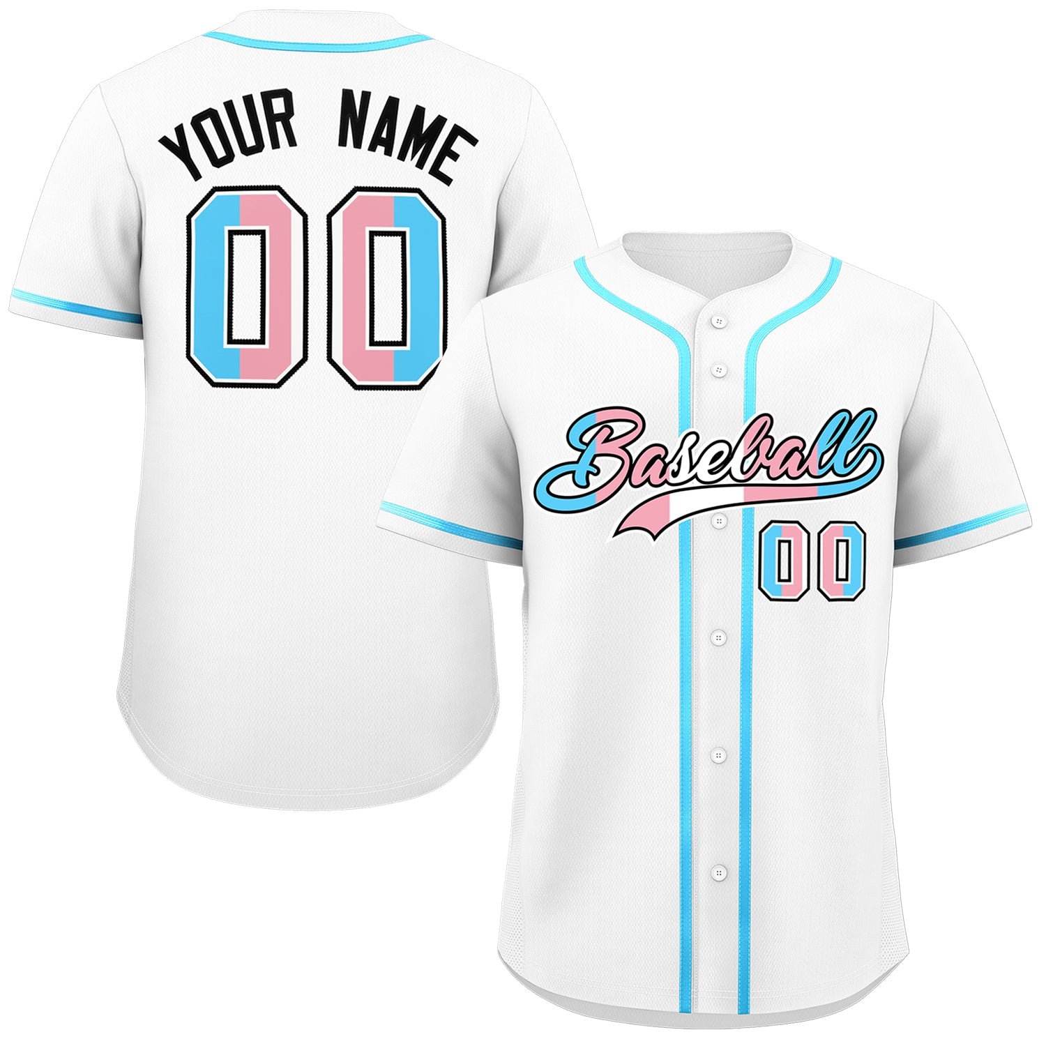 Custom White Powder Blue Transgender For Pride Month Classic Style Baseball Jersey| KXKSHOP