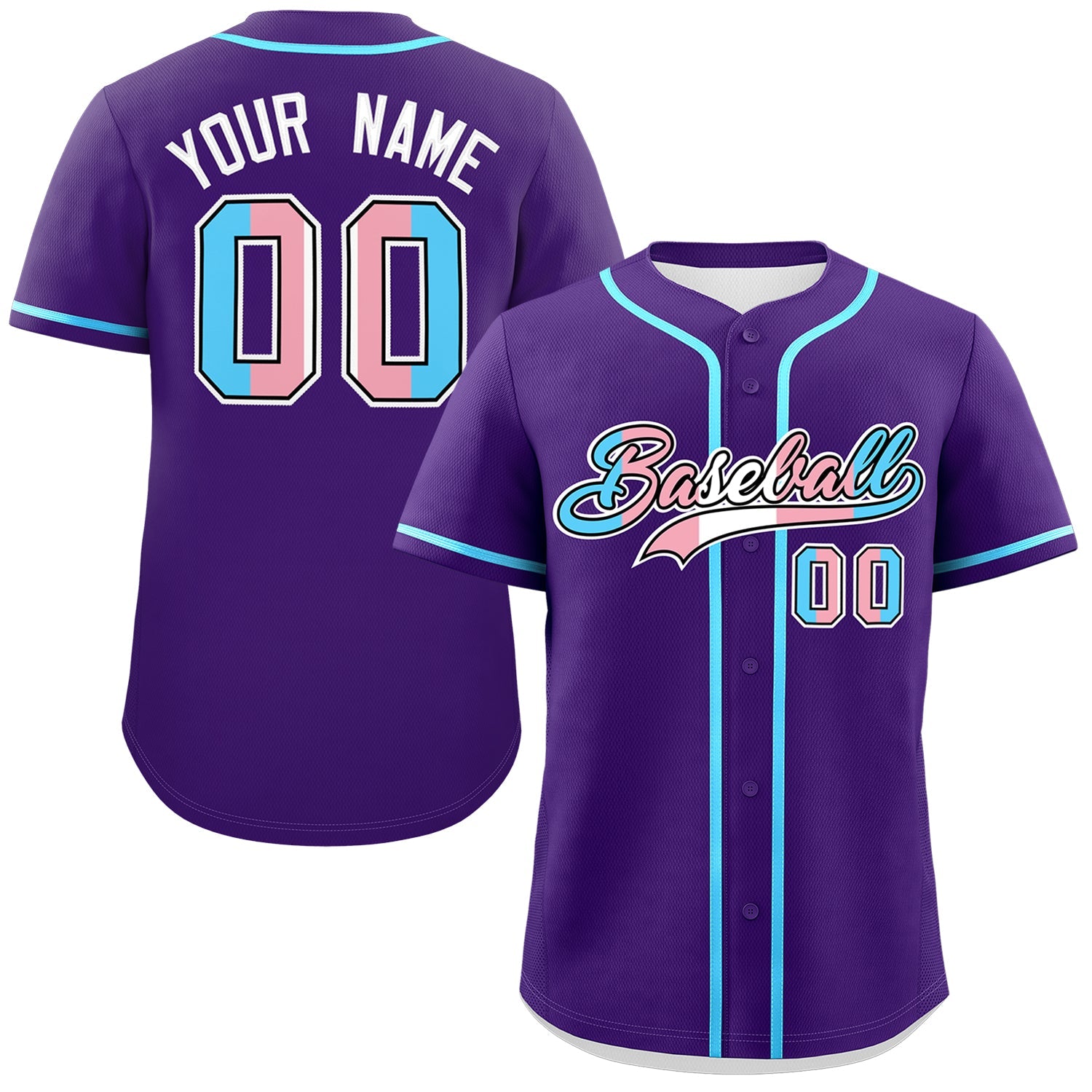 Custom Purple Powder Blue Transgender For Pride Month Classic Style Baseball Jersey| KXKSHOP