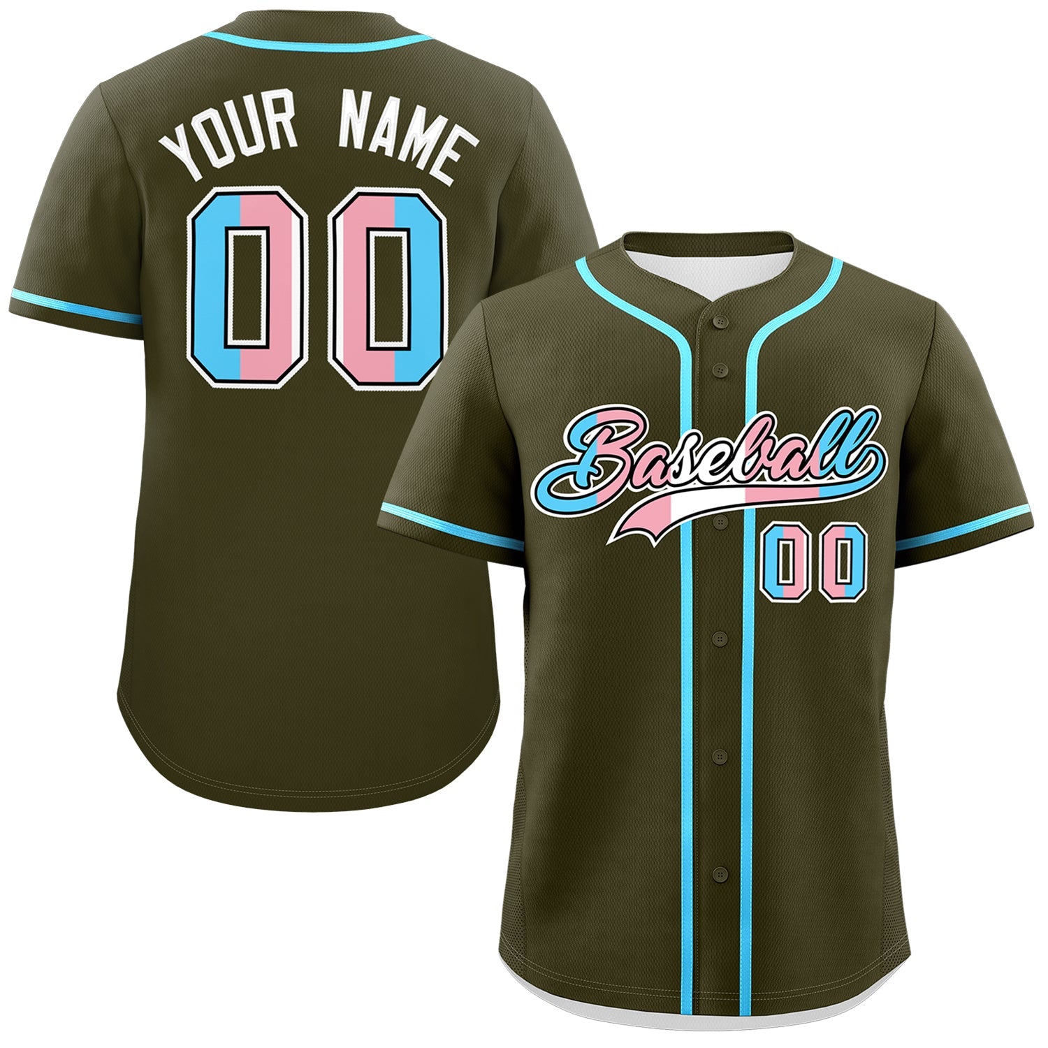 Custom Olive Powder Blue Transgender For Pride Month Classic Style Baseball Jersey| KXKSHOP