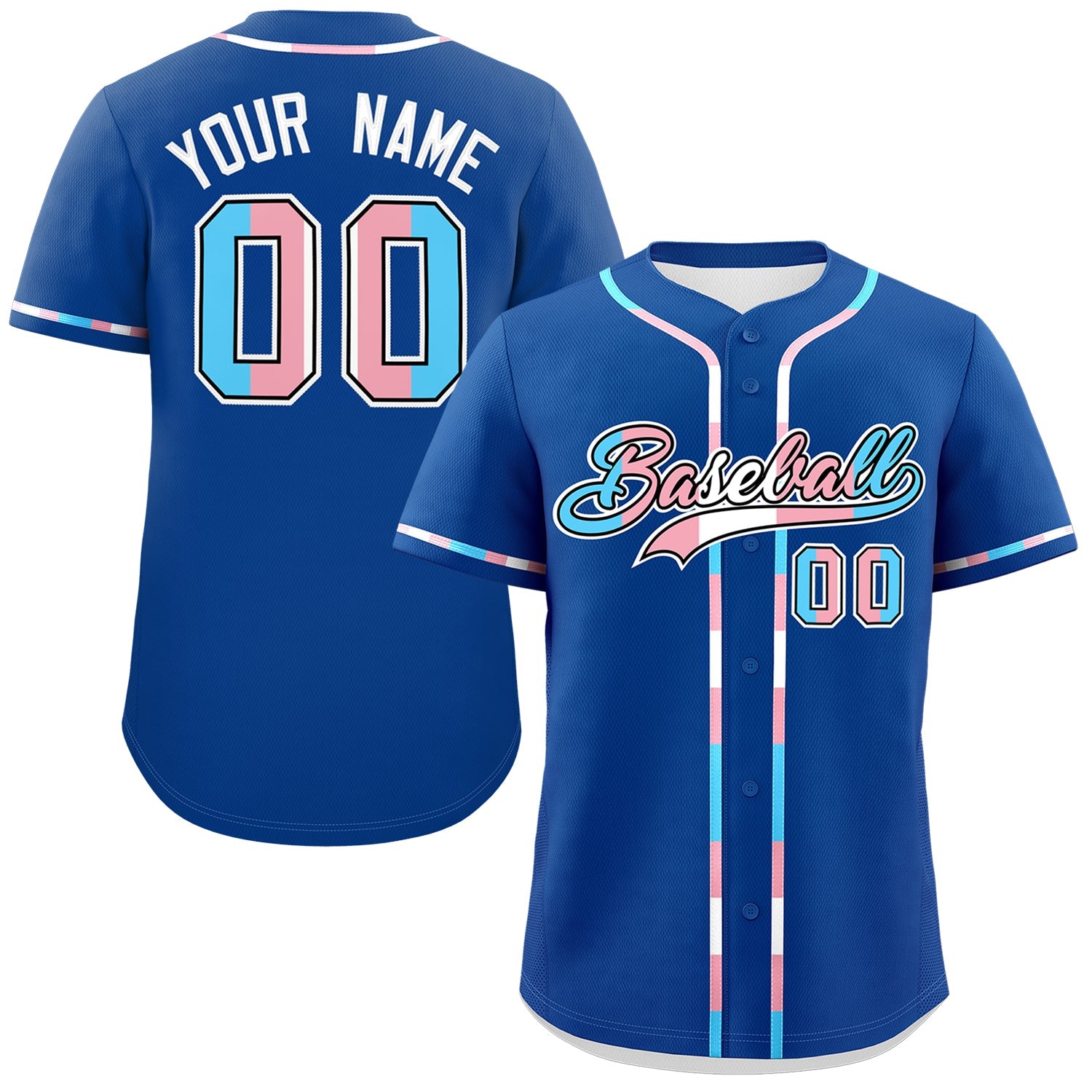 Custom Royal Blue Transgender For Pride Month Classic Style Baseball Jersey| KXKSHOP
