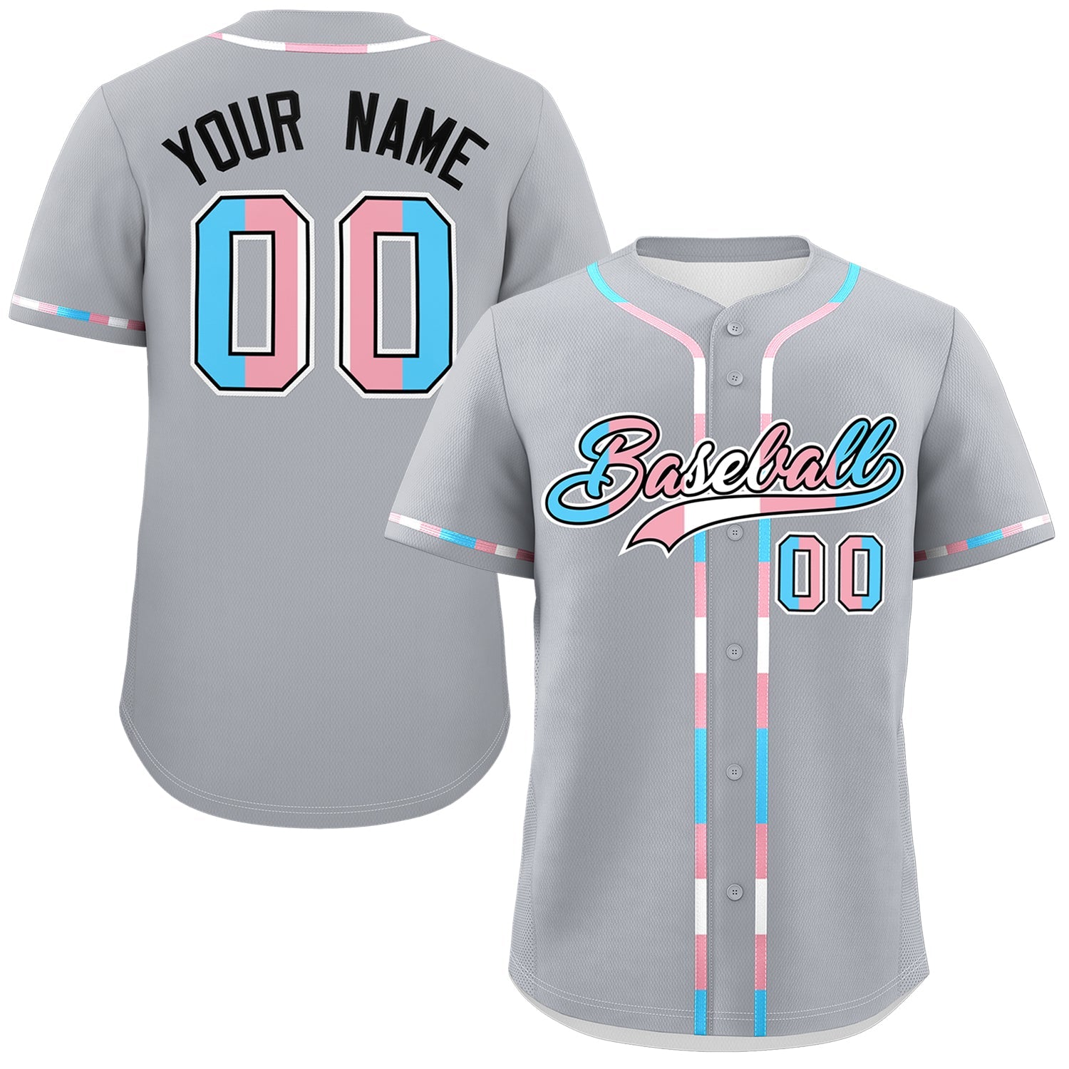 Custom Gray Transgender For Pride Month Classic Style Baseball Jersey| KXKSHOP