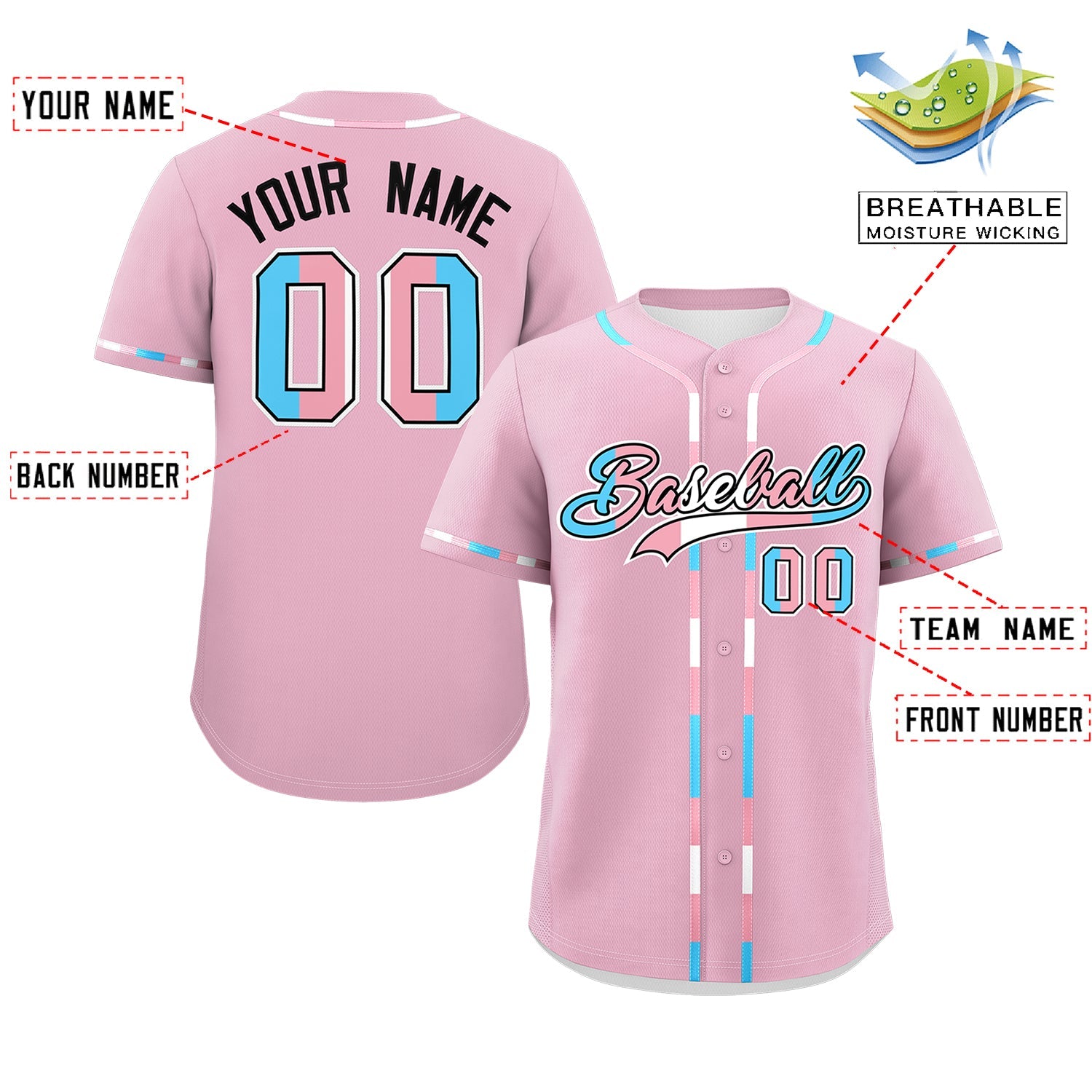 Custom Light Pink Transgender For Pride Month Classic Style Baseball Jersey| KXKSHOP