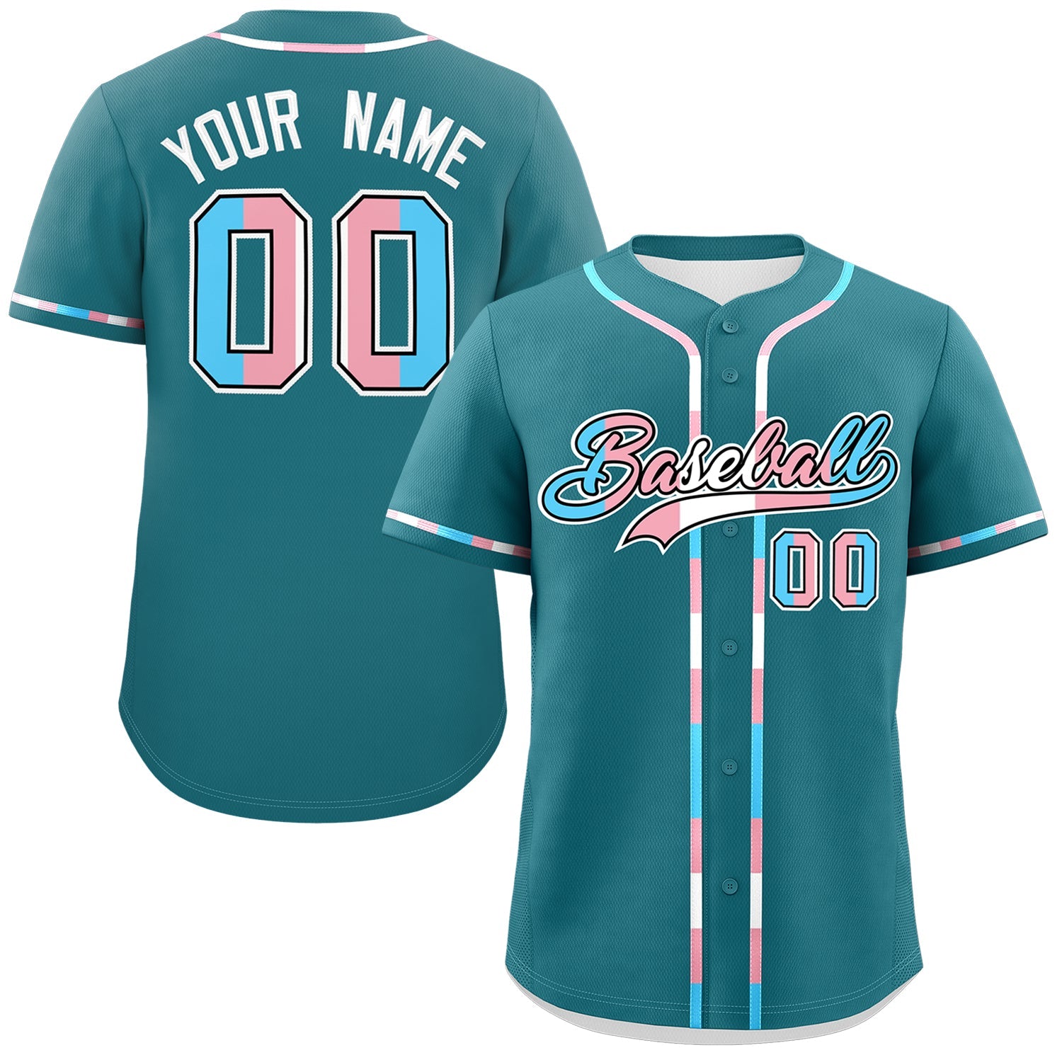 Custom Teal Transgender For Pride Month Classic Style Baseball Jersey| KXKSHOP