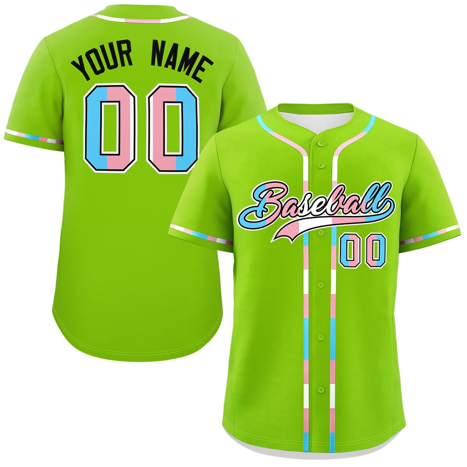 Custom Neon Green Transgender For Pride Month Classic Style Baseball Jersey| KXKSHOP