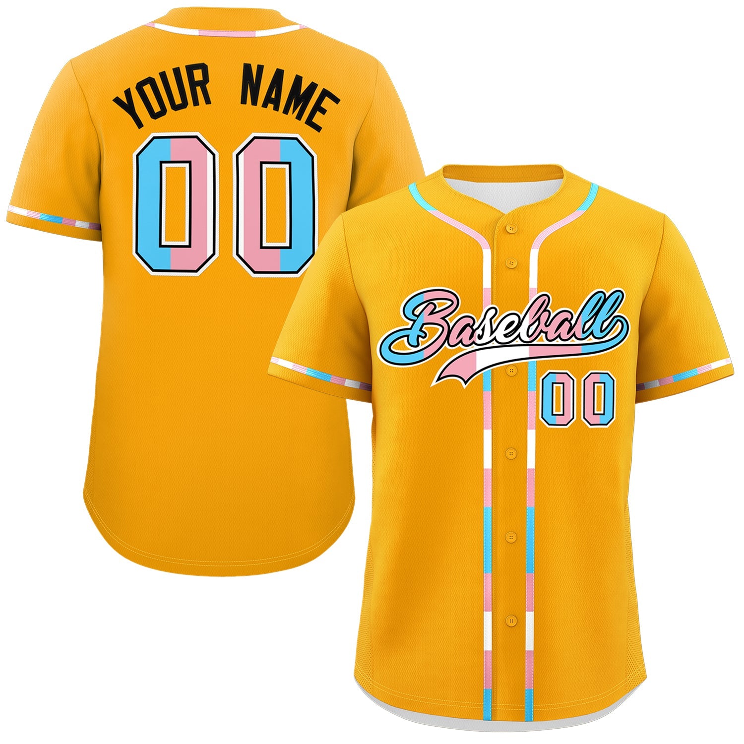 Custom Yellow Transgender For Pride Month Classic Style Baseball Jersey| KXKSHOP