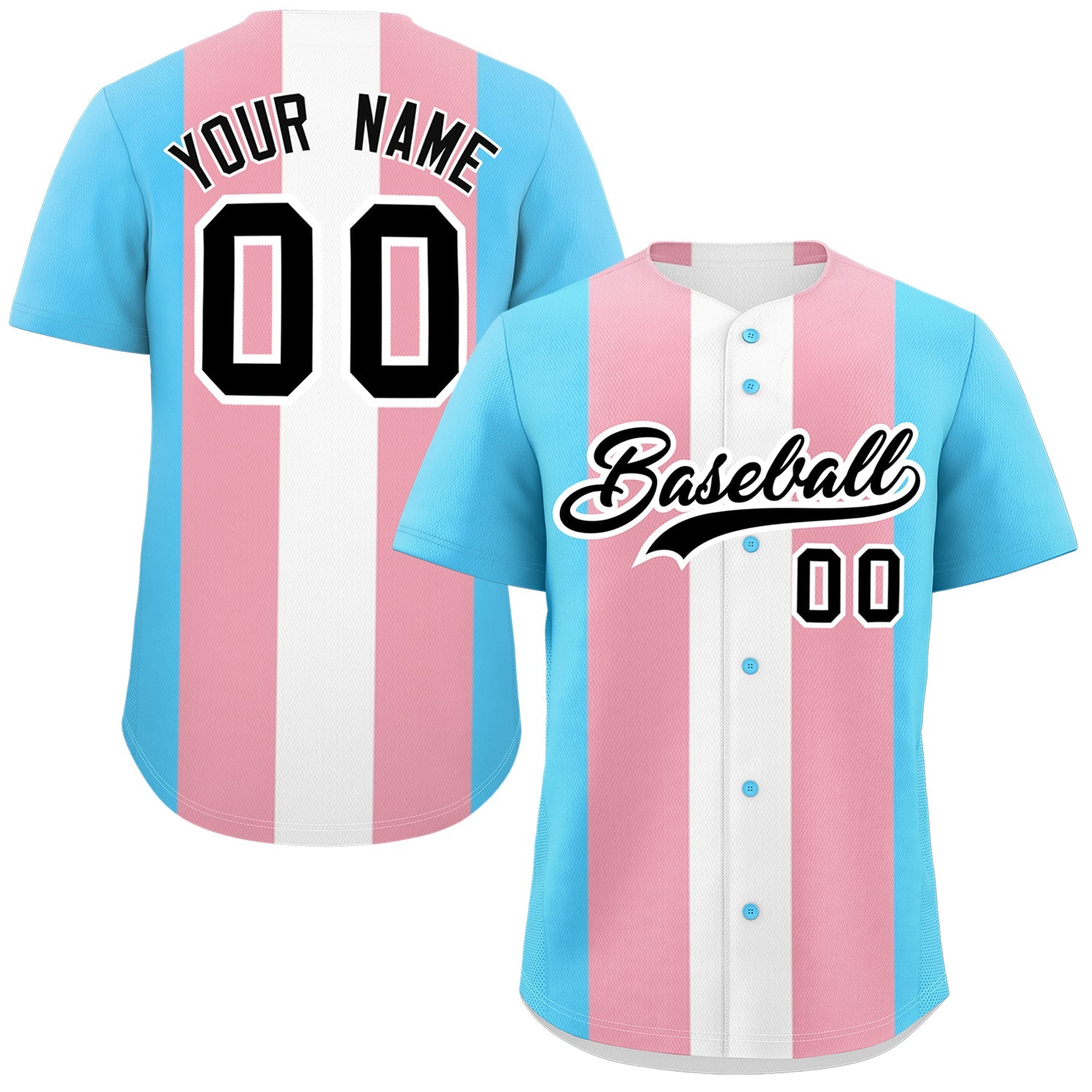 Custom Blue Light Pink White Transgender For Pride Month Classic Style Baseball Jersey| KXKSHOP