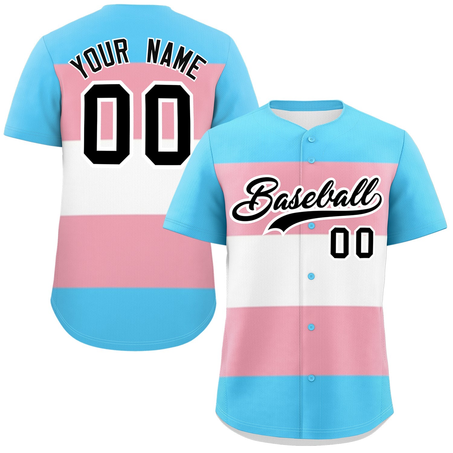 Custom Light Pink Blue White Transgender For Pride Month Classic Style Baseball Jersey| KXKSHOP