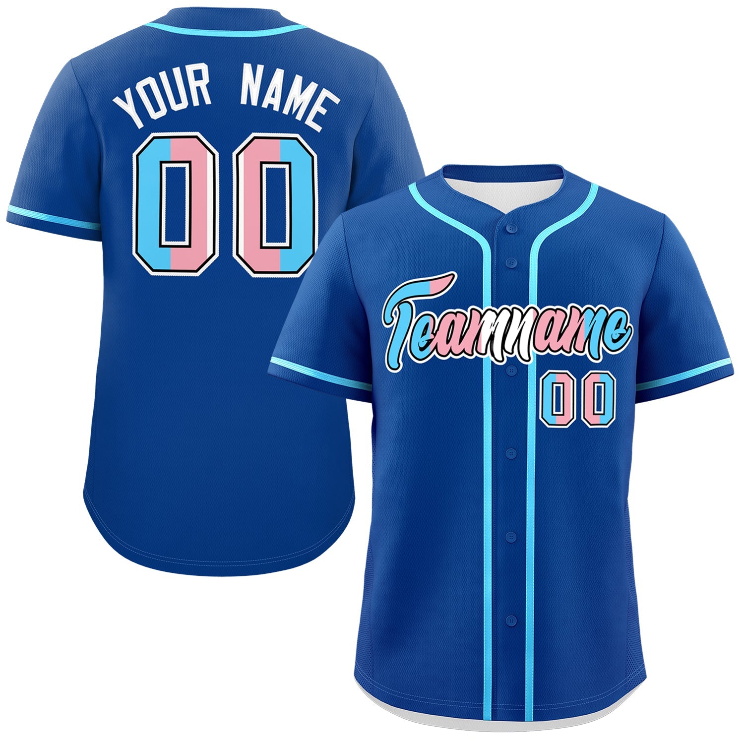 Custom Royal Blue Powder Blue Transgender For Pride Month Classic Style Baseball Jersey| KXKSHOP