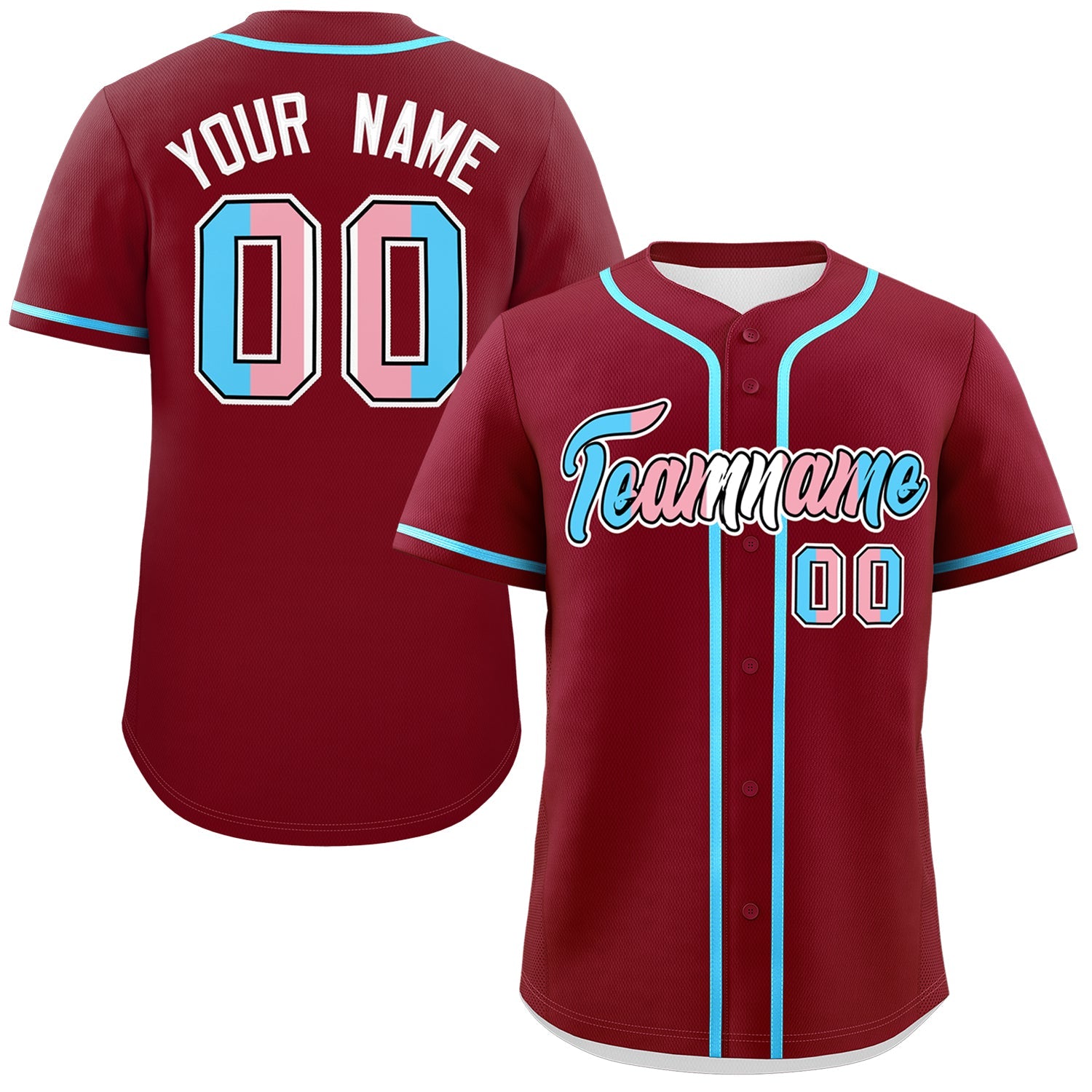 Custom Crimson Powder Blue Transgender For Pride Month Classic Style Baseball Jersey| KXKSHOP