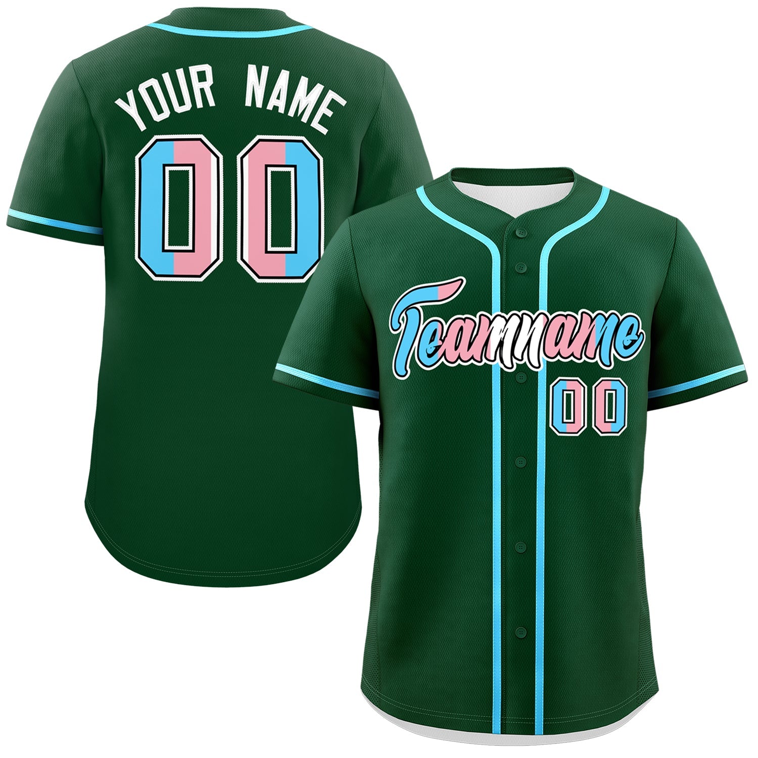 Custom Green Powder Blue Transgender For Pride Month Classic Style Baseball Jersey| KXKSHOP