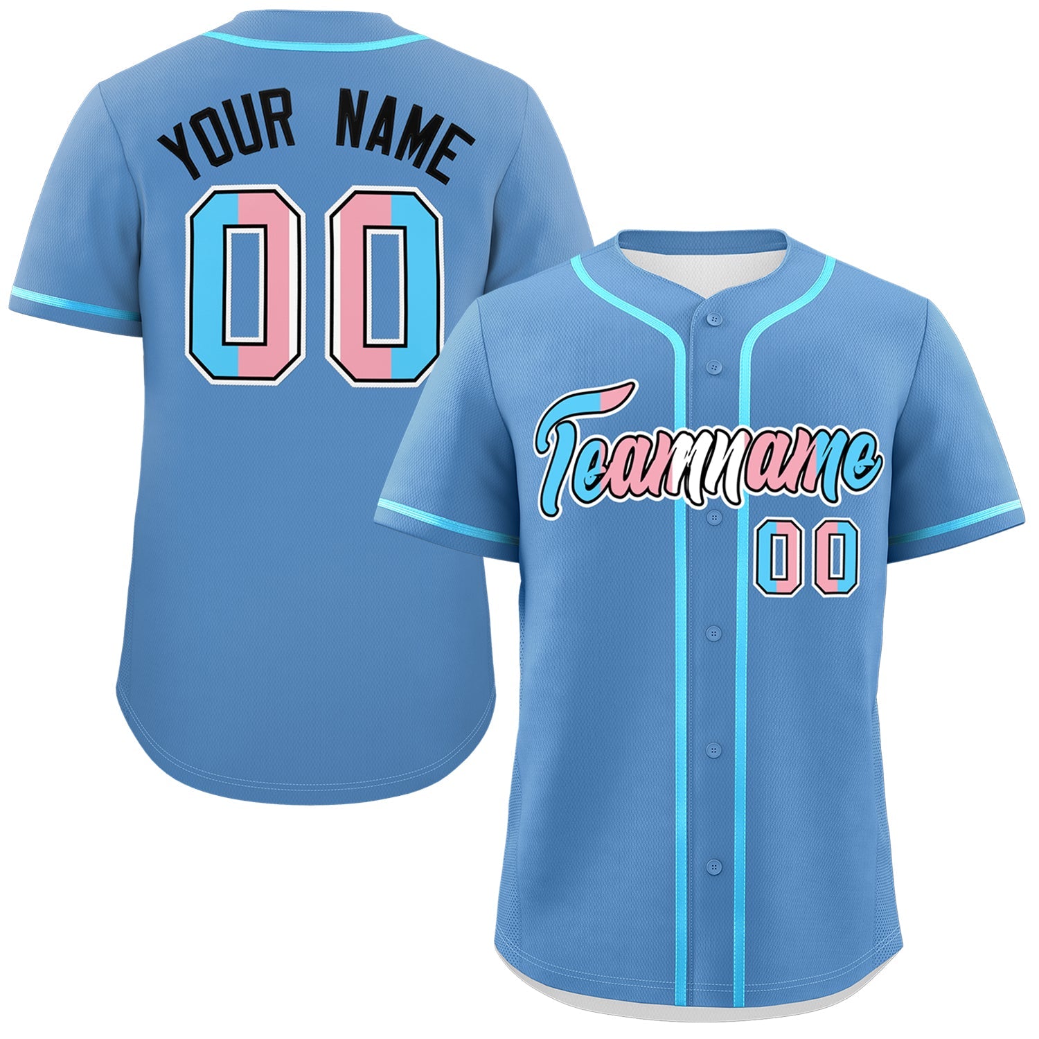 Custom Light Blue Powder Blue Transgender For Pride Month Classic Style Baseball Jersey| KXKSHOP