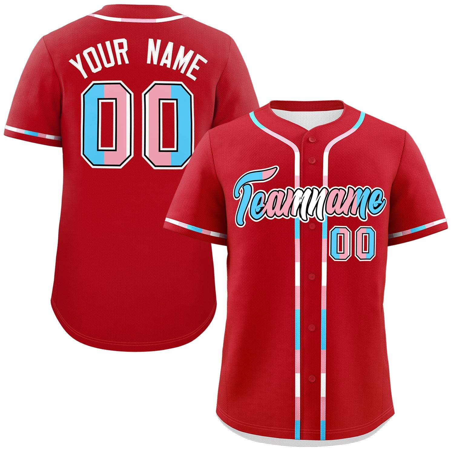 Custom Red Transgender For Pride Month Classic Style Baseball Jersey| KXKSHOP
